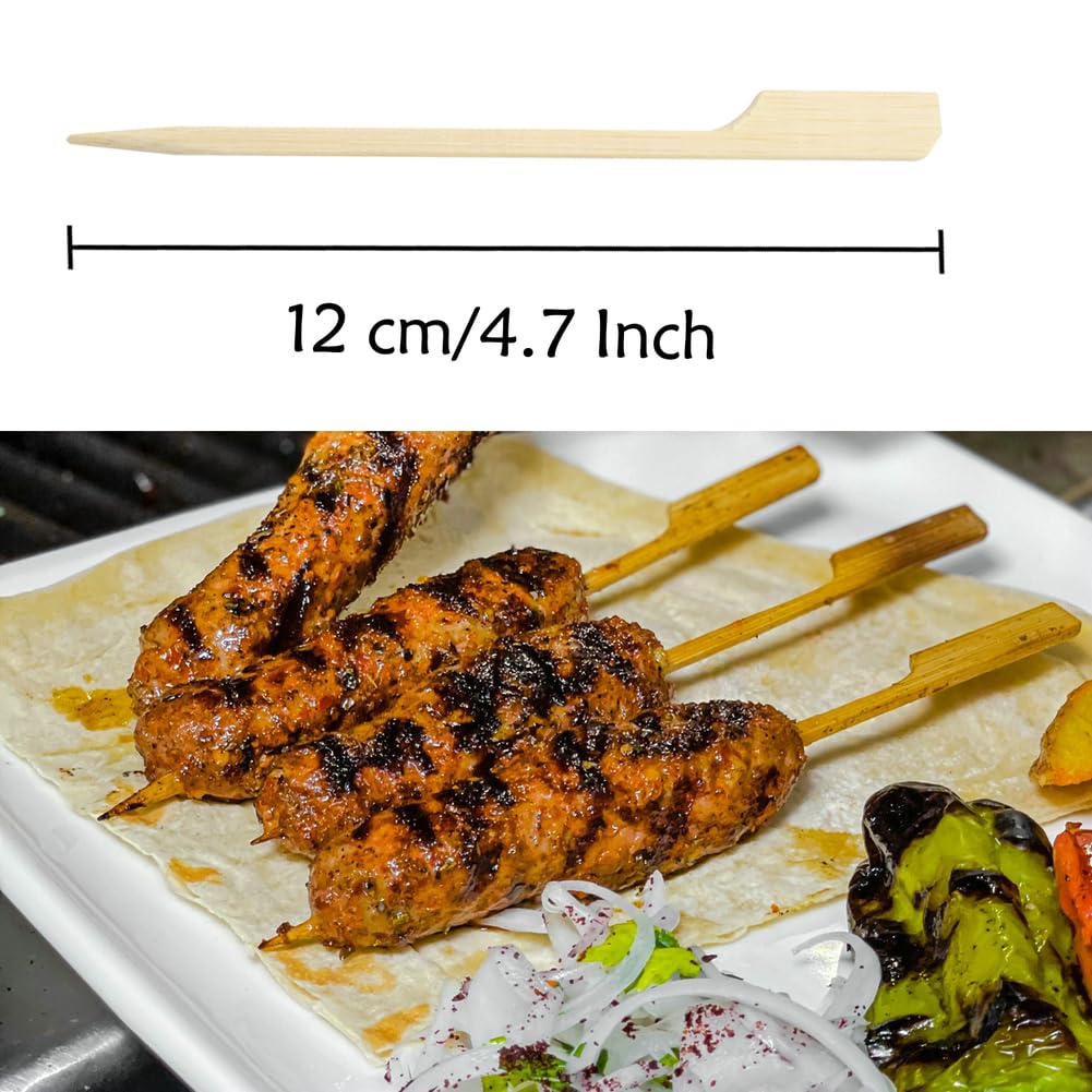 200 Pcs 4.7 Inch Natural Bamboo Skewers with Storage Box - Appetizer Toothpicks, Cocktail Picks for Fruit Kabobs, Sausage, BBQ Snacks & Fondue - Perfect for Party Platters, Charcuterie Boards & Outdoor Grilling