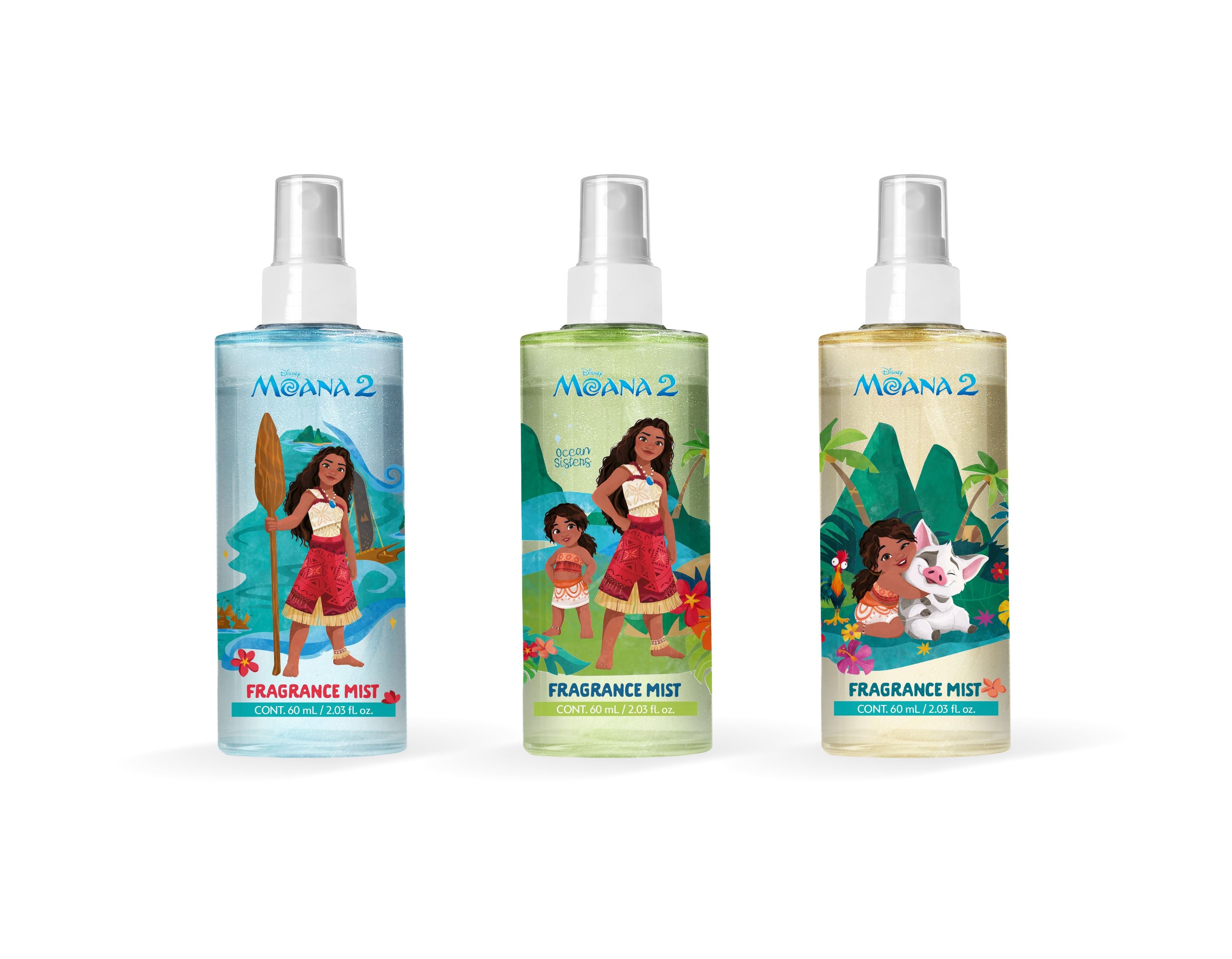 3-Pack Moana Glitter Fragrance Mist Set - 60 mL Each | Tropical Scented Body Spray for Women & Teens | Perfect for Parties, Gifts & Everyday Use