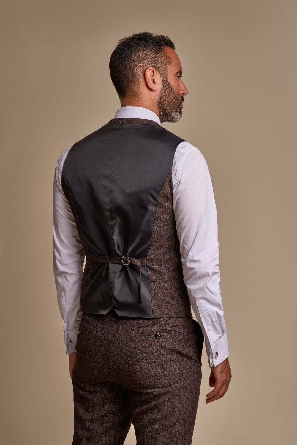 Cavani Caridi Men's Brown Tweed Waistcoat Vest | Formal & Casual Slim Fit Vest for Weddings, Office & Special Occasions