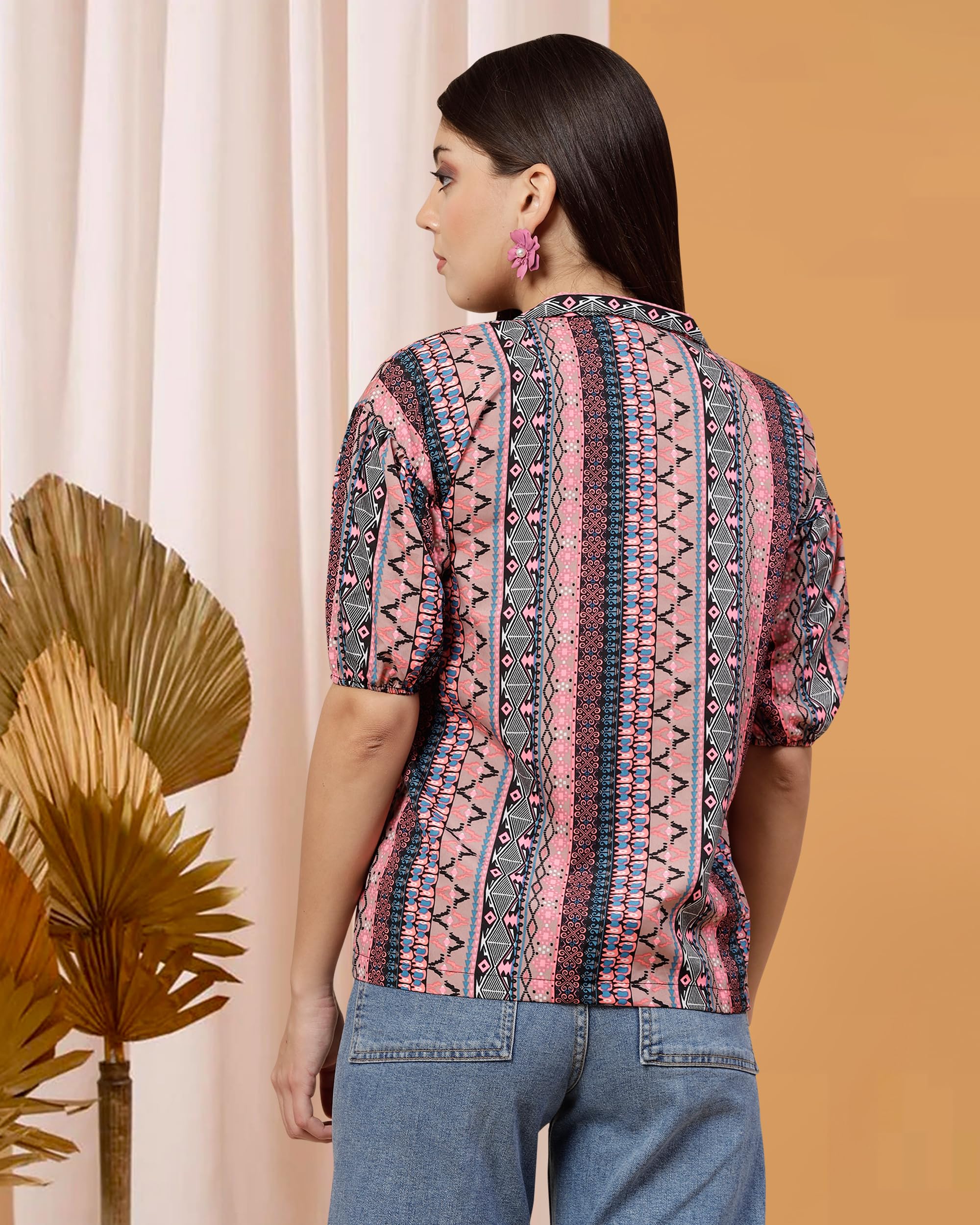 Women's Printed Blouse - Stylish Multicolor Casual Top for Work, Party & Everyday Wear