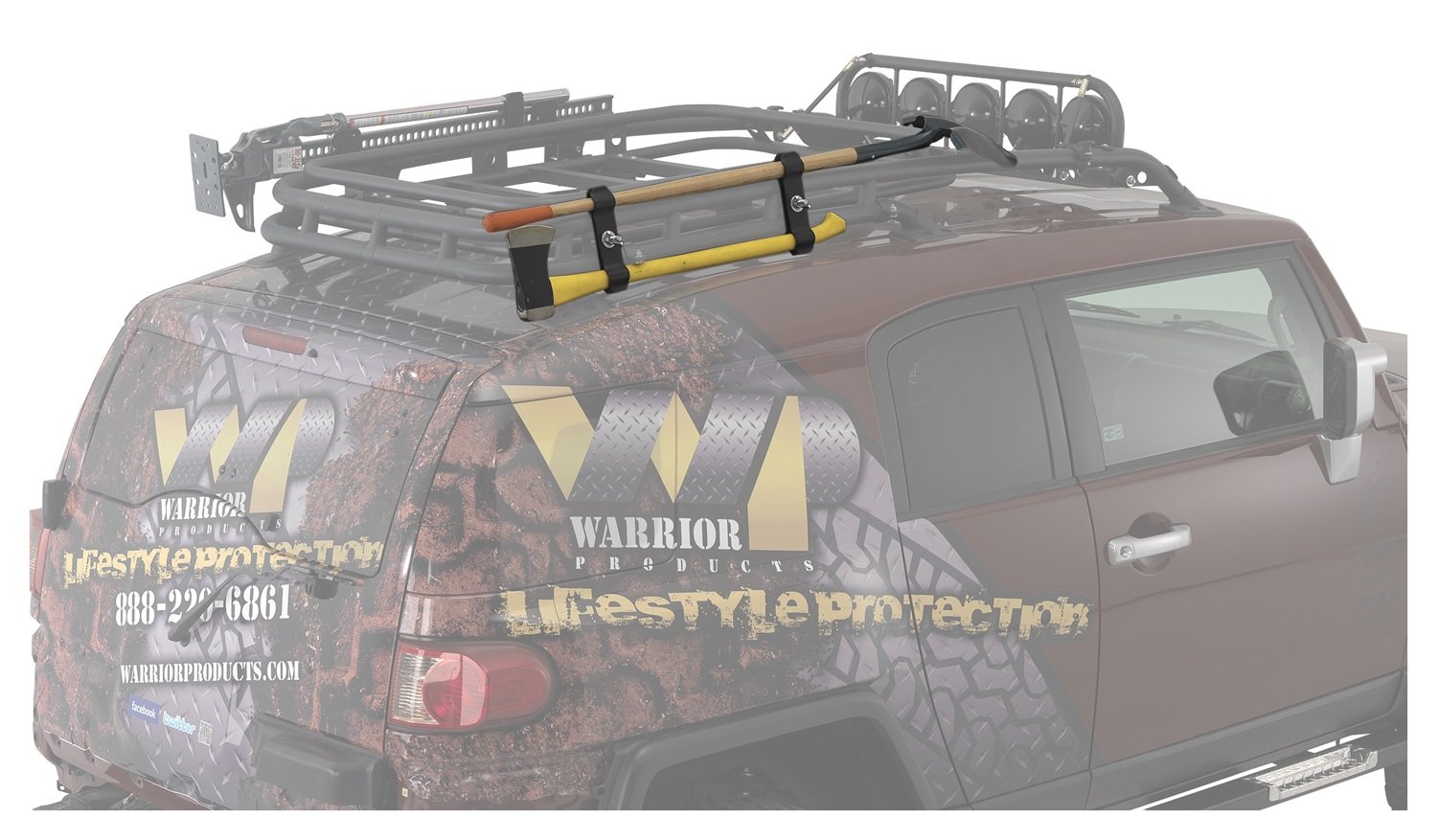 Warrior Products 3841 Universal Axe and Shovel Mount - Heavy Duty Vehicle Rack for Off-Road Trucks, Jeeps & ATVs - Perfect for Camping, Hunting & Outdoor Adventures