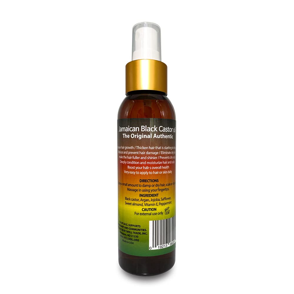**Peppermint & Jamaican Black Castor Oil Hair Growth Spray – 4oz (118ml) | Detangling Leave-In Conditioner for Scalp Treatment | Promotes Thicker, Stronger Hair | Natural Hair Care by Well’s Oil | Perfect for Daily Hydration & Styling**