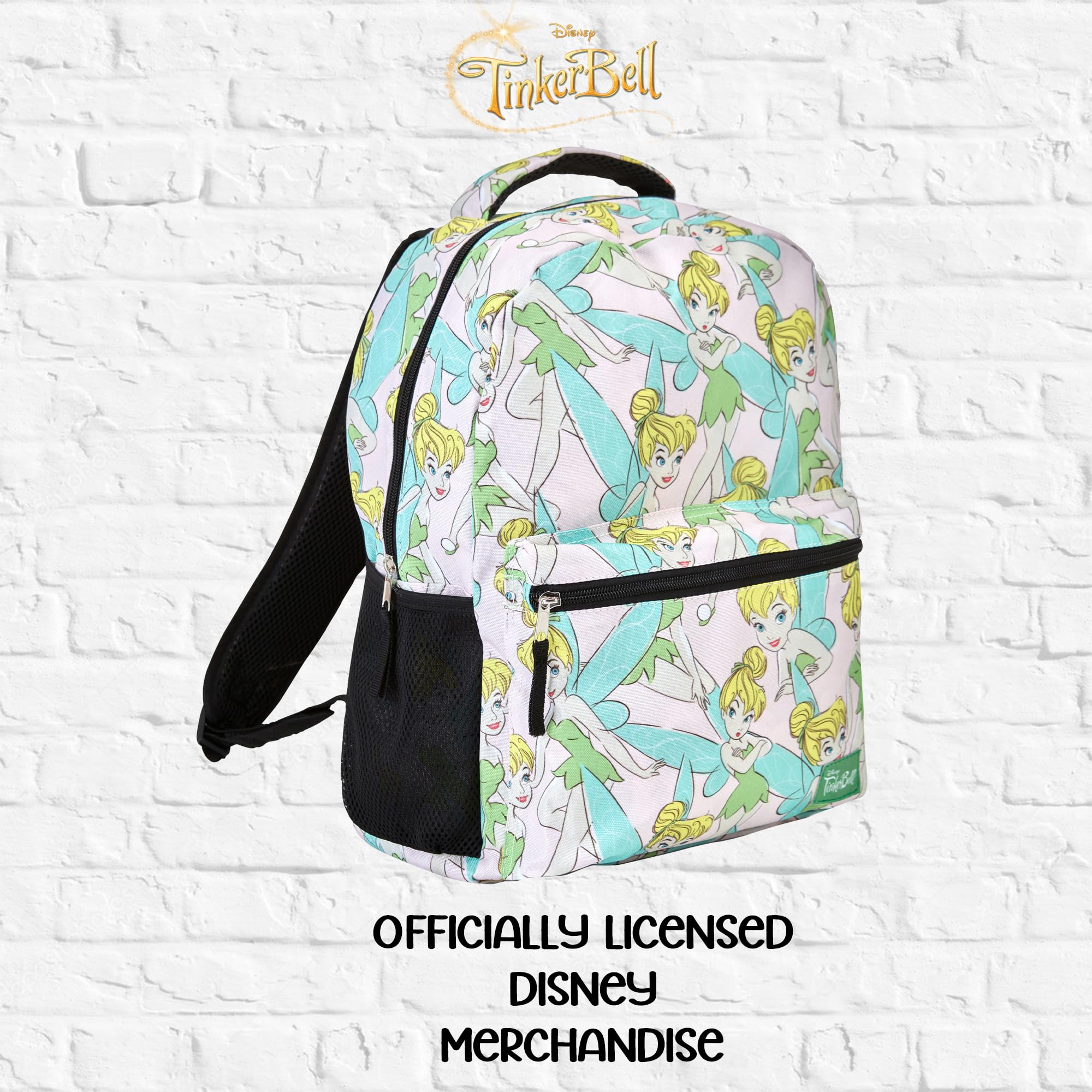 Disney Tinker Bell Fairy Backpack - Officially Licensed School Bookbag for Girls, White - Perfect for School, Travel & Disney Theme Park Adventures