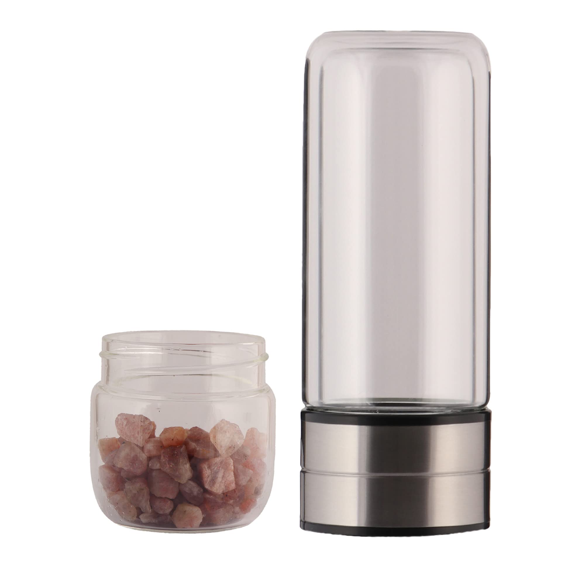 GEMHUB Crystal Water Bottle Set with Genuine Pink Jade Gemstones | Gem Infused Water for Hydration & Wellness | Perfect for Yoga, Meditation & Daily Use