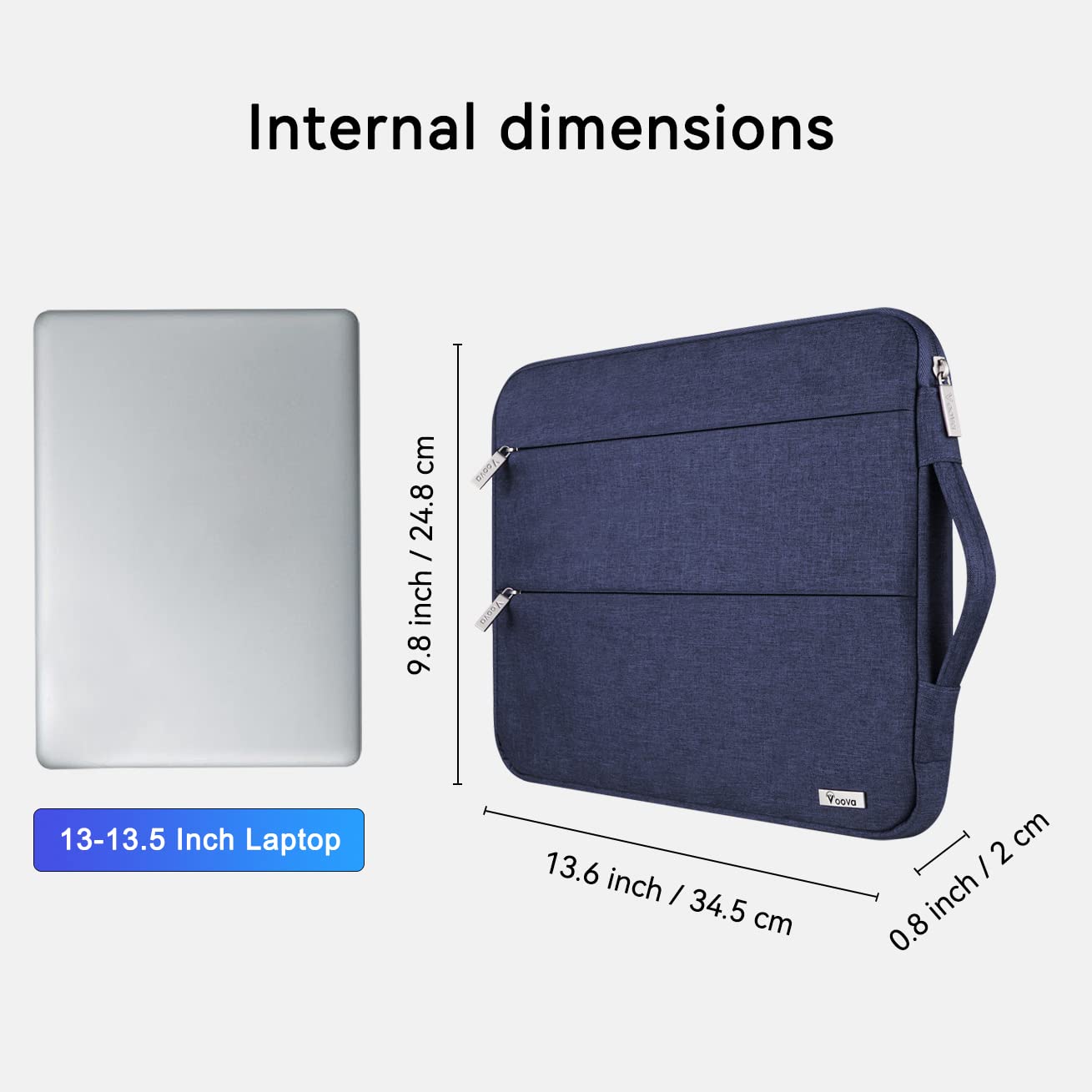 Voova 13.6 Inch Laptop Sleeve Case - Waterproof Protective Cover for MacBook Air/Pro 13 M2/M1, Surface Laptop 5/4, Surface Pro X/9/8 & iPad Pro 12.9 - Lightweight Neoprene Computer Bag with Handle (Blue) - Perfect for Travel, Office & School Use