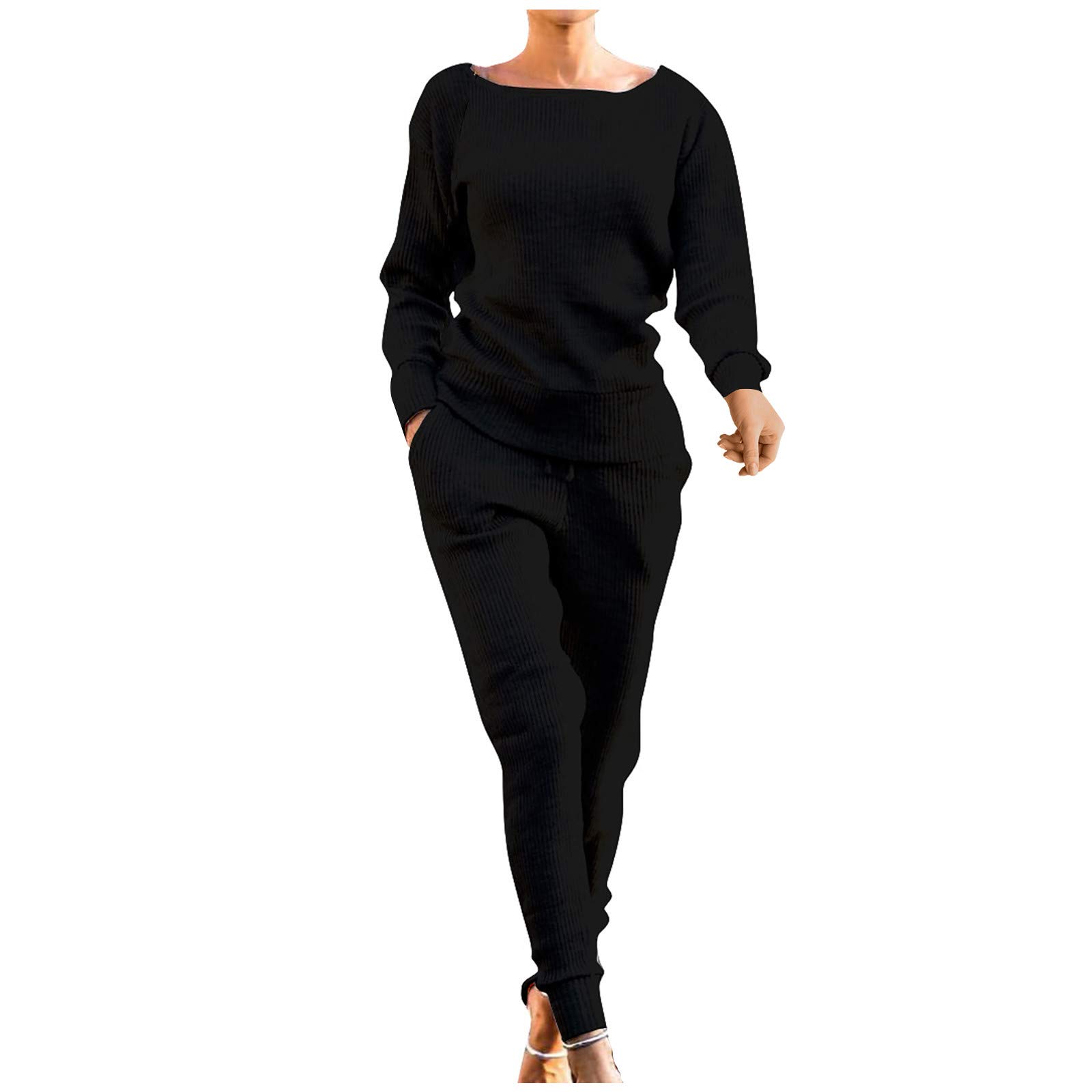 Women's 2 Piece Tracksuit Set - Long Sleeve Pullover & Pants Lounge Wear - Comfortable Sportswear for Yoga, Running & Casual Outfits