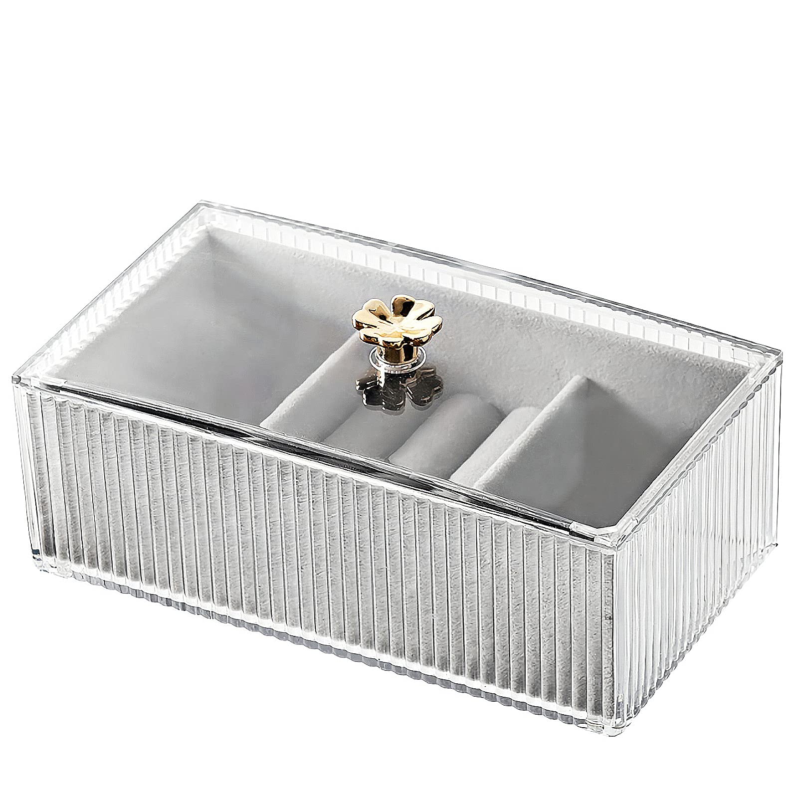 DASITON Acrylic Jewelry Box for Women - Velvet Jewelry Organizer with Ring & Earring Storage - Vanity Organizer Holder Box - Perfect Gift for Women & Girls - Ideal for Travel, Home Decor, and Wedding Accessories