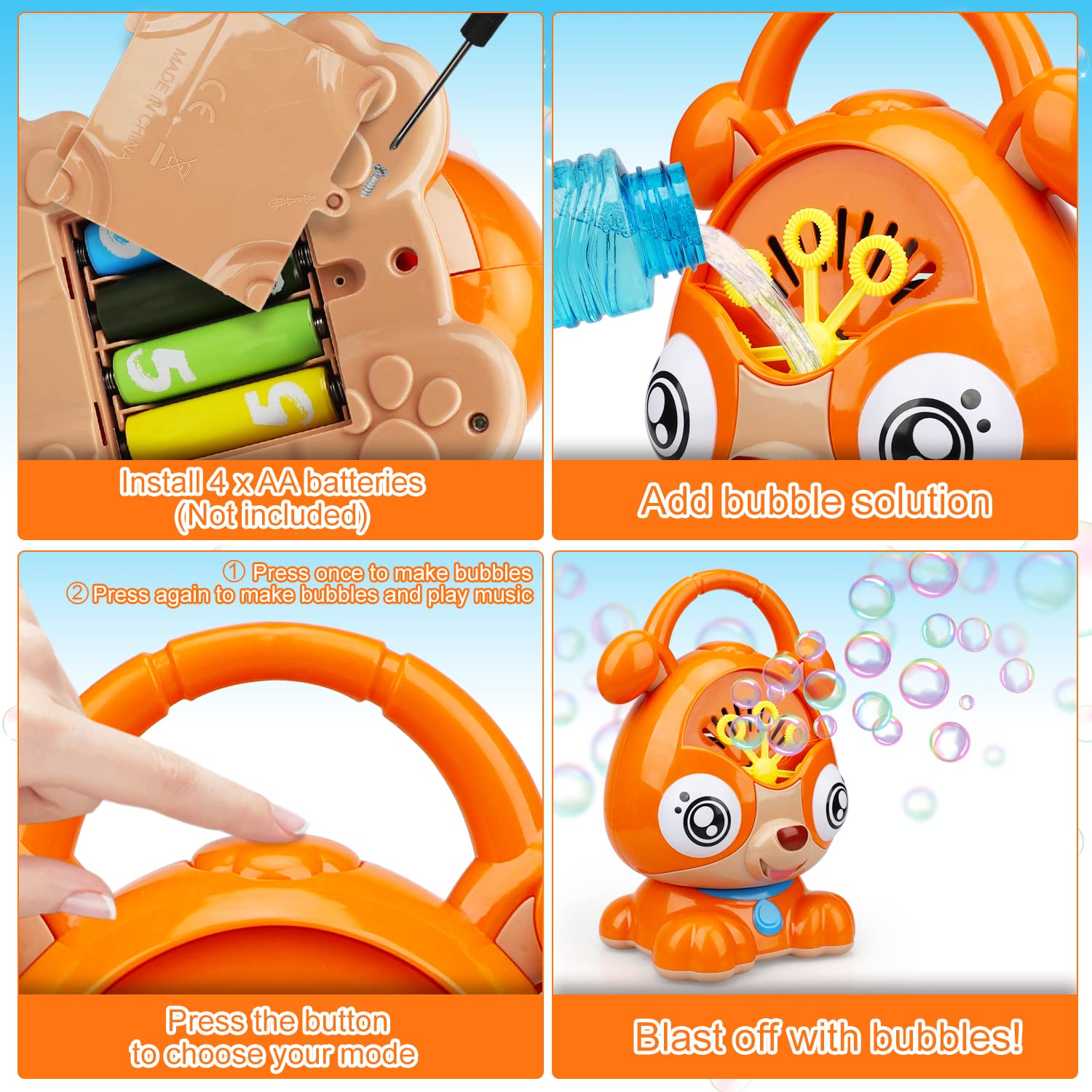 TOY Life Automatic Bubble Machine for Kids - 3000+ Bubbles per Minute, Outdoor/Indoor Bubble Blower Toy for Toddlers, Birthday Party, Backyard Fun, and Pet Play (Dog Bubble Maker)