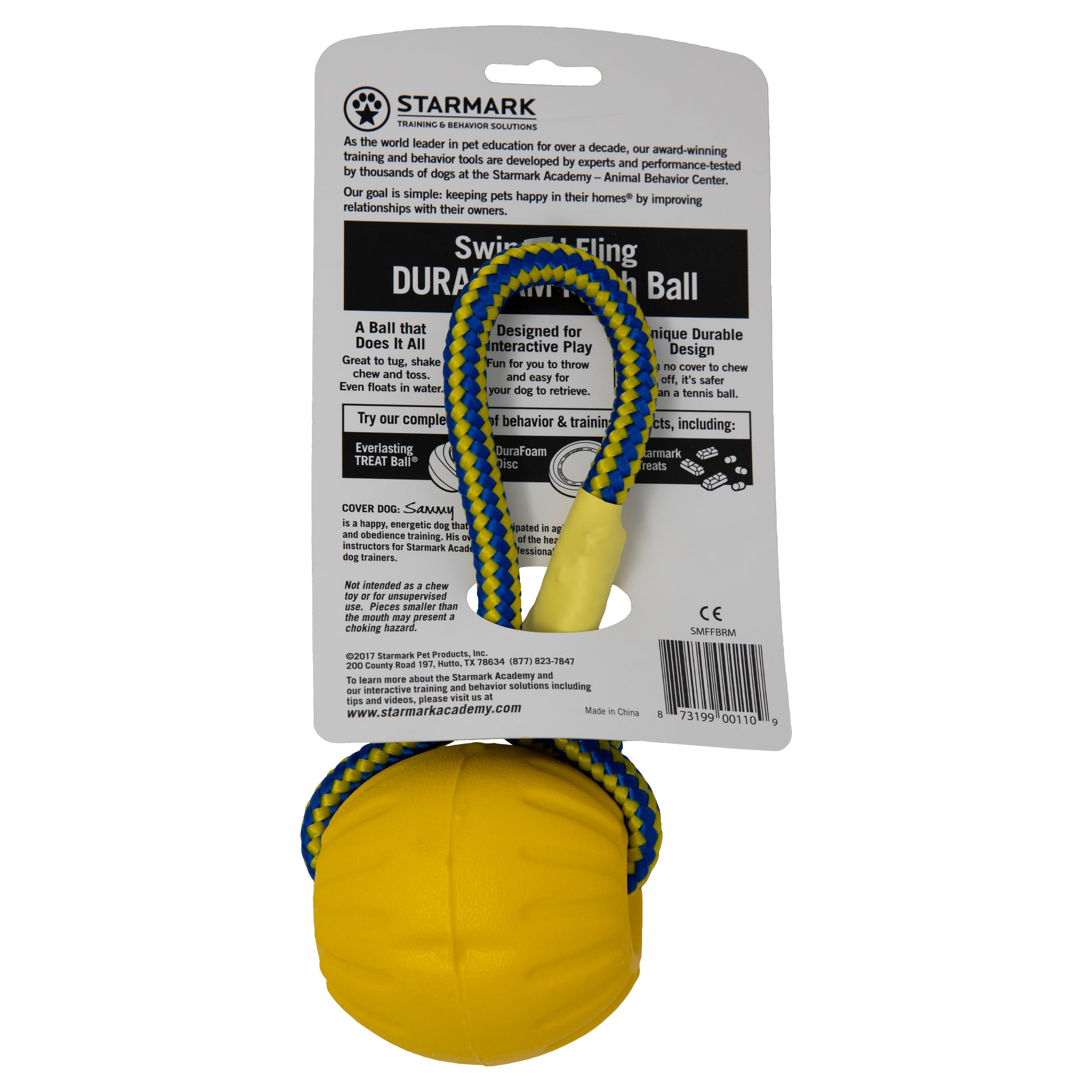 Starmark Swing 'n Fling DuraFoam Ball Dog Toy - Medium Size, Durable Chew Toy for Active Dogs - Perfect for Fetch, Training & Outdoor Play