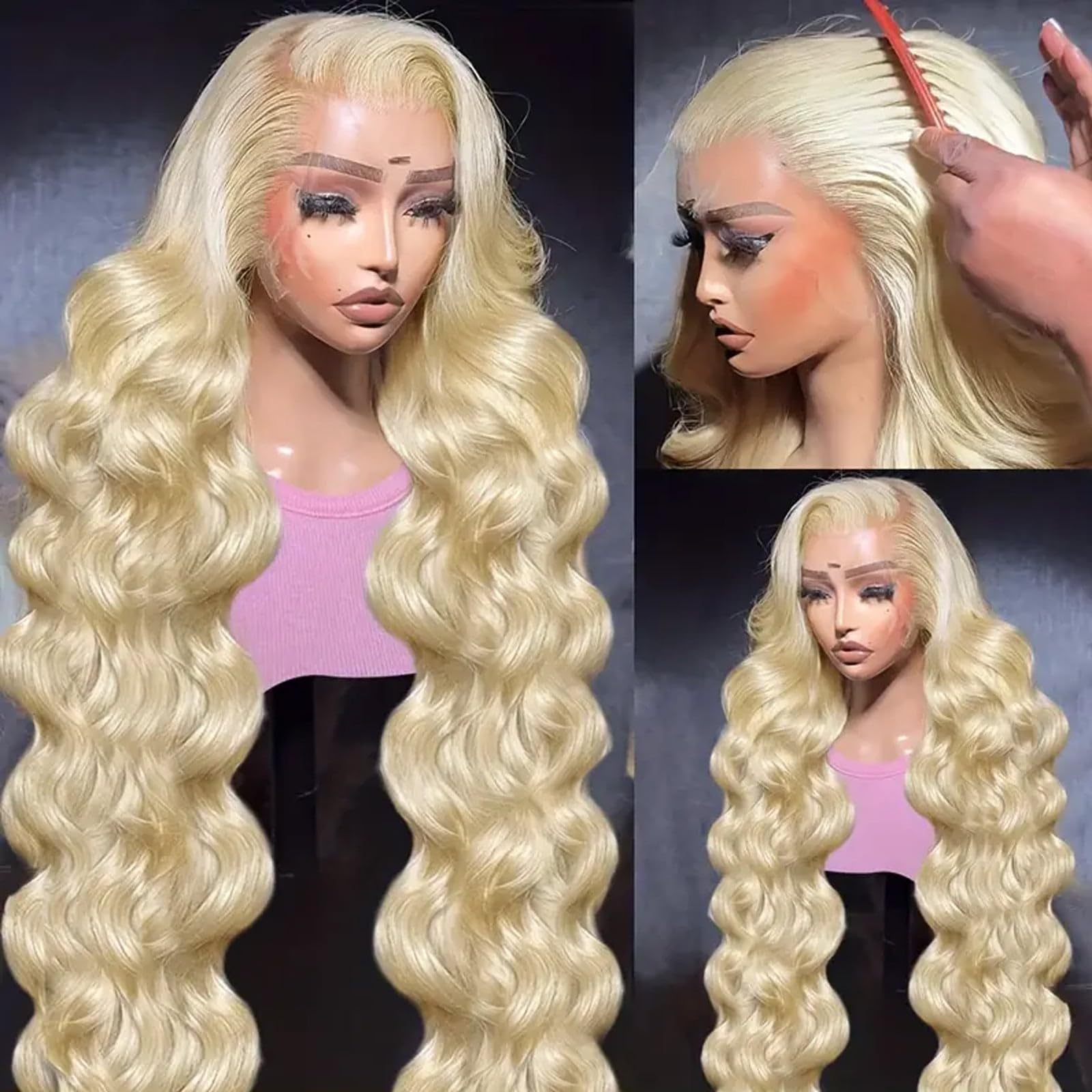 VASILIA 13x6 HD Lace Front Human Hair Wig - 32 Inch Blonde 613 Body Wave Pre-Plucked with Baby Hair | Natural Look for Daily Wear, Cosplay & Special Occasions