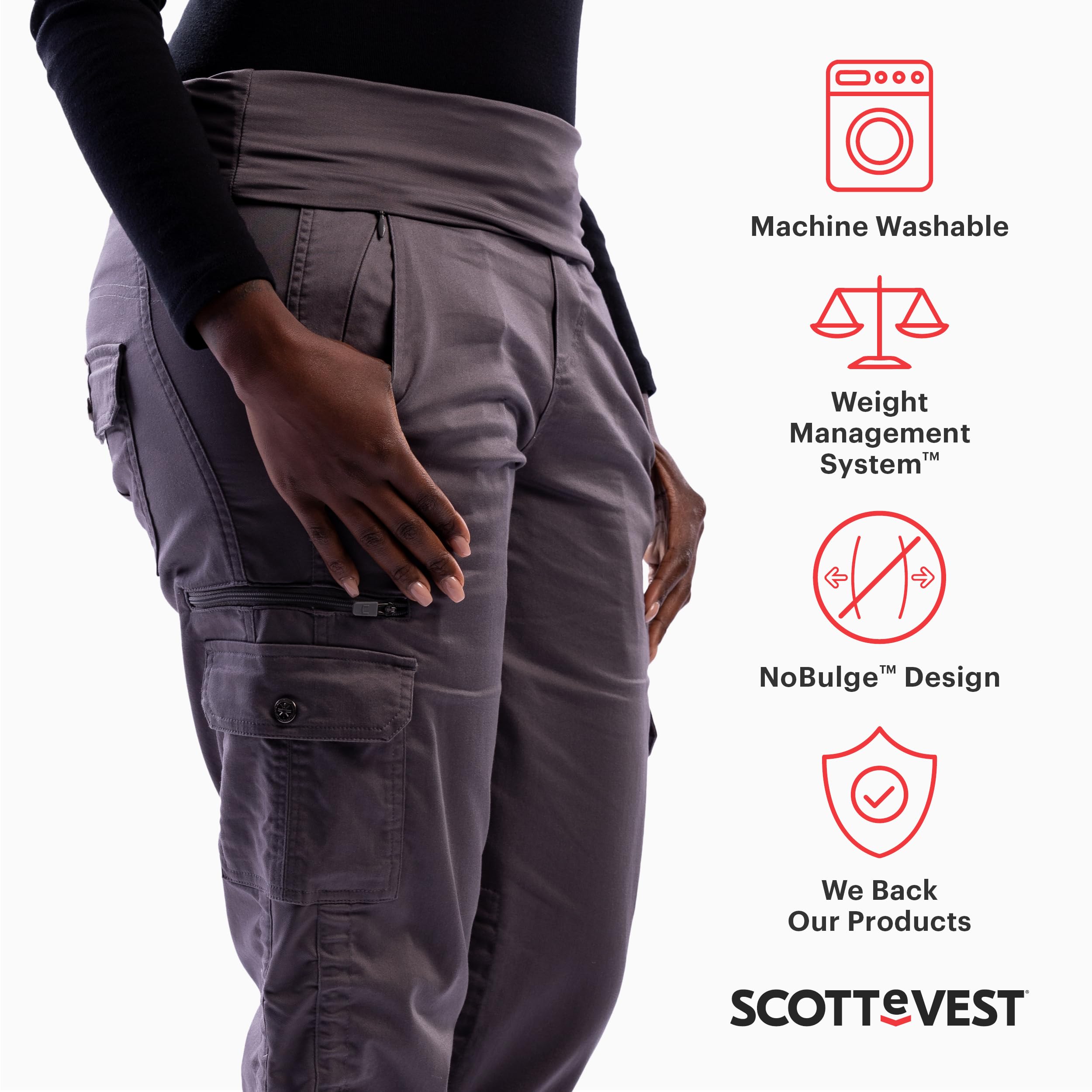 SCOTTeVEST Margaux Cargaux Women's Travel Cargo Pants with 11 Hidden Pockets - Lightweight Hiking Pants for Outdoor Adventures, Airplane Travel & Everyday Wear