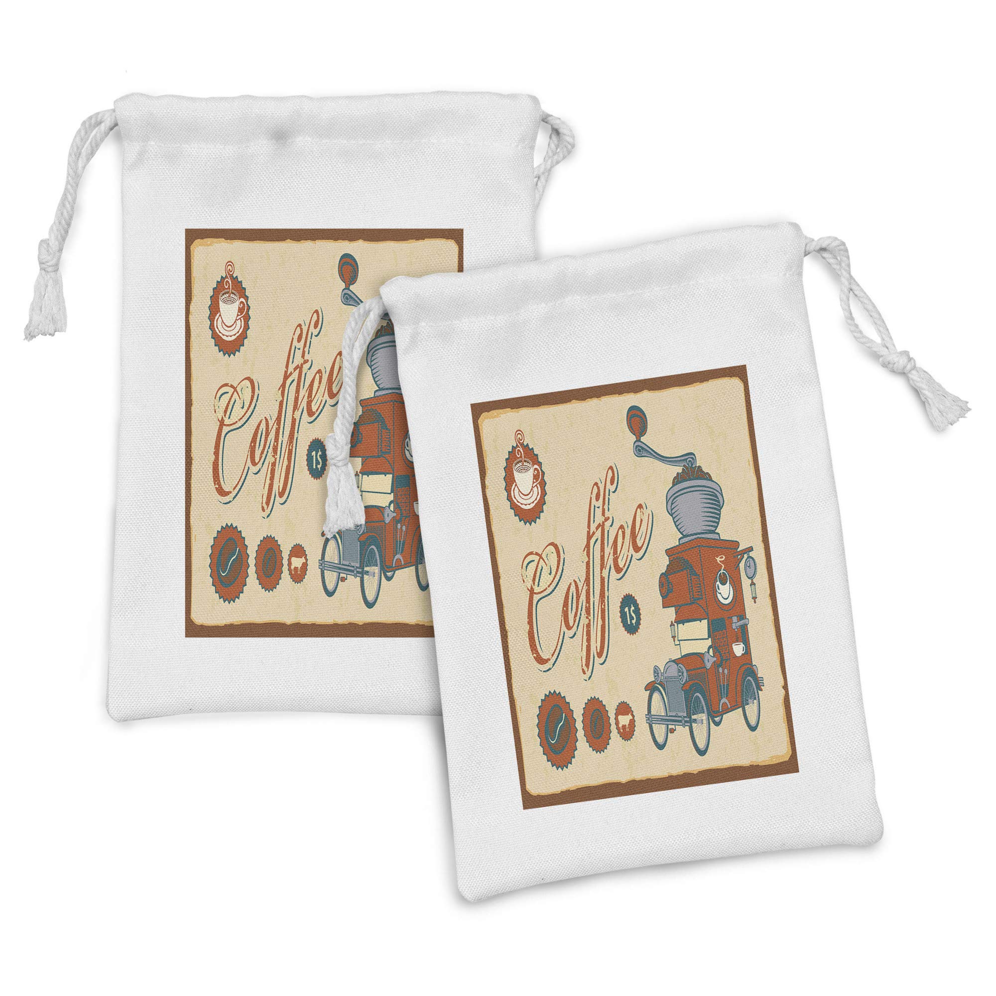 Ambesonne Vintage Truck & Coffee Grinder Retro Fabric Pouch Set of 2 - 9