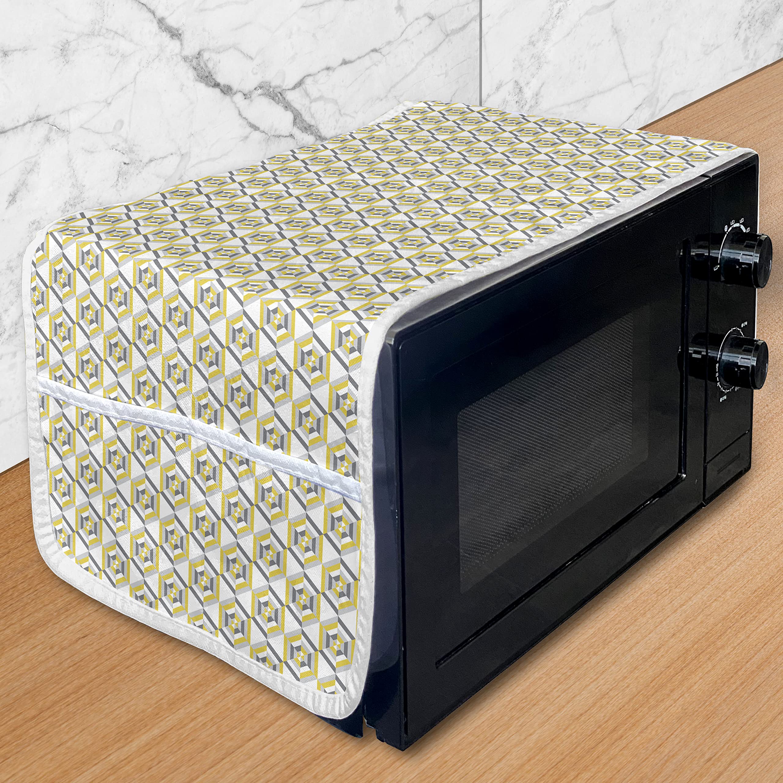 Ambesonne Hexagon Microwave Cover - Waterproof Kitchen Organizer for Home Use