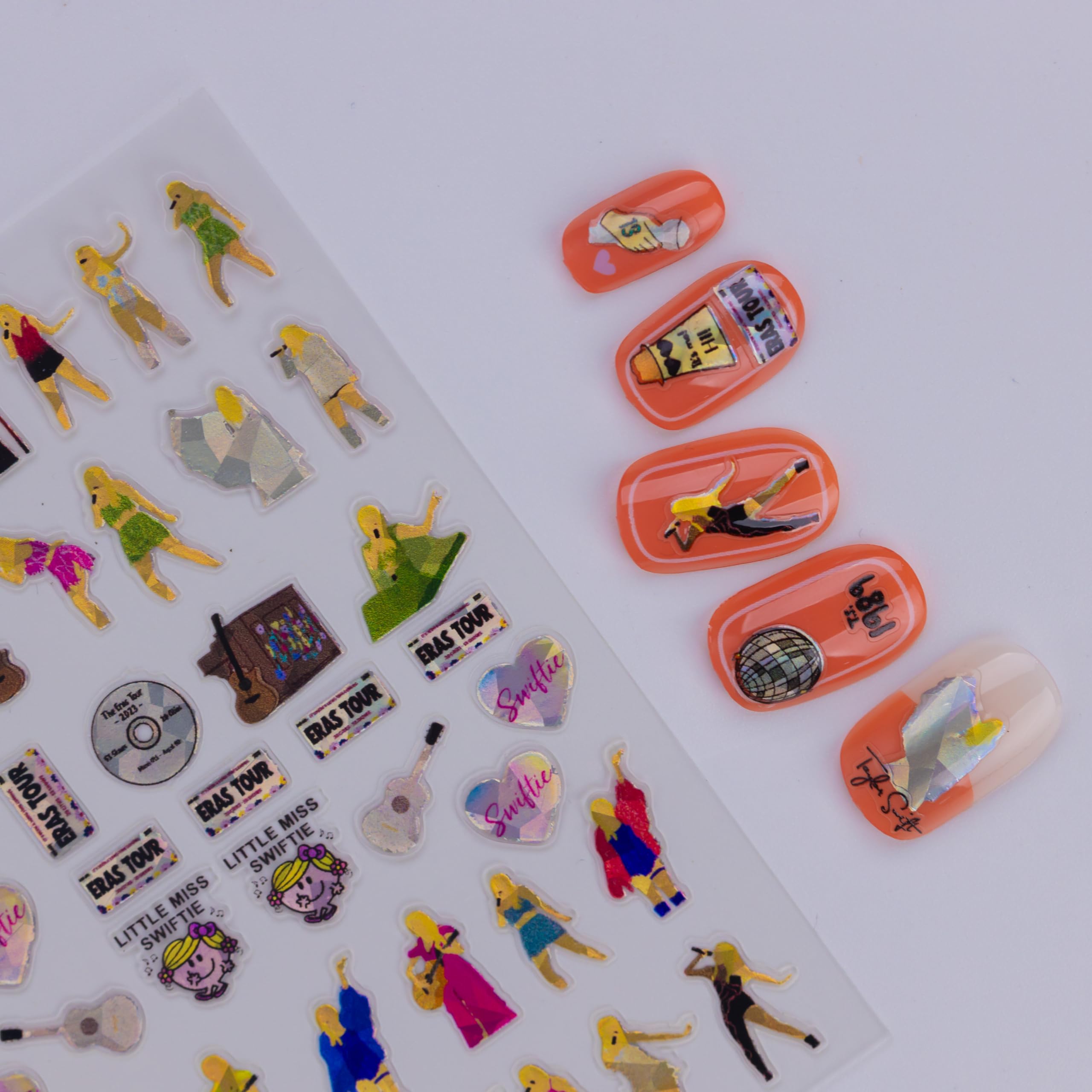 4 Sheets Cute Nail Art Stickers - Self Adhesive Kawaii Nail Decals for DIY Manicure, Women & Girls Nail Supplies (Style 1) - Perfect for Parties, Weddings, and Daily Nail Art Designs