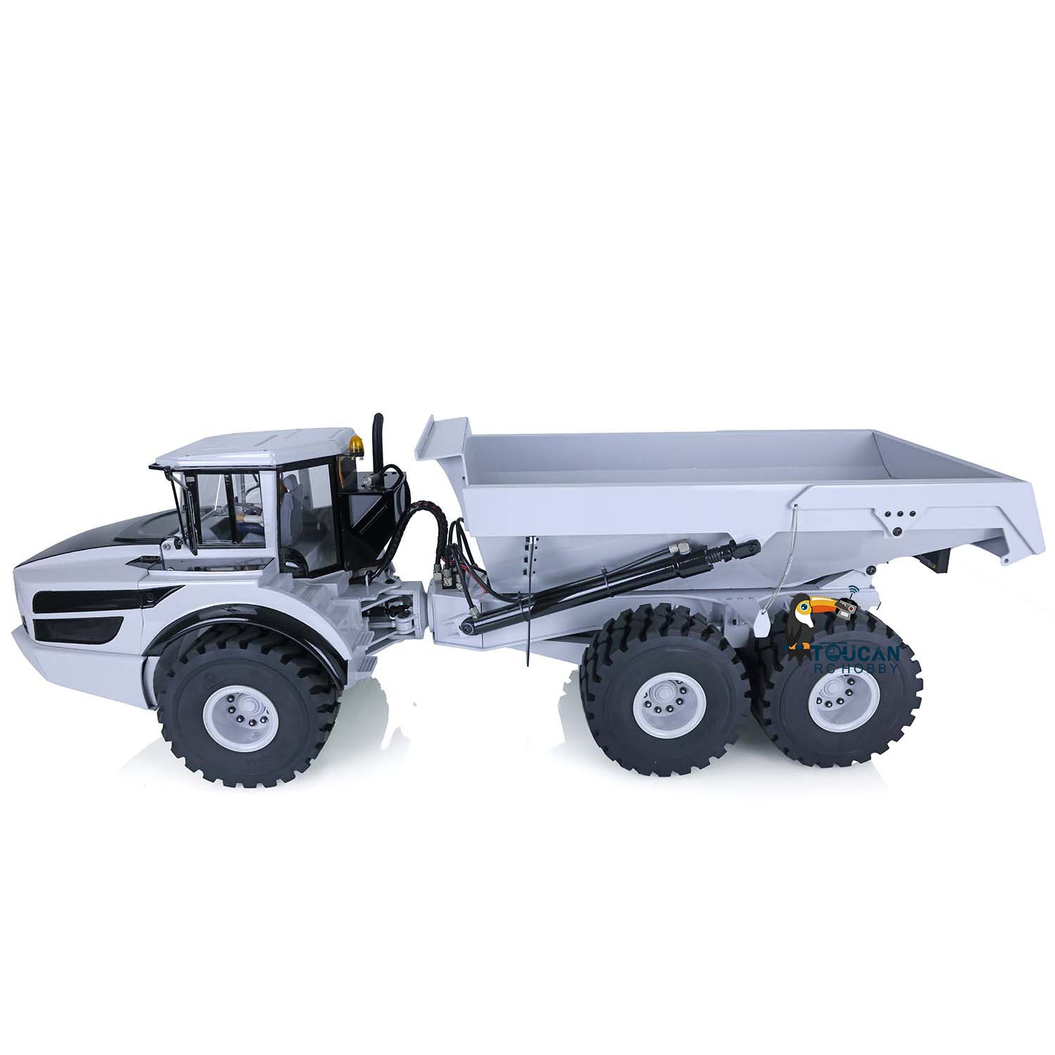 1/14 Scale Metal Hydraulic 6x6 RC Articulated Dump Truck - Engineering Vehicle Model with Motor, ESC & LED Lights - Perfect for Construction Site Play, Collecting & STEM Learning