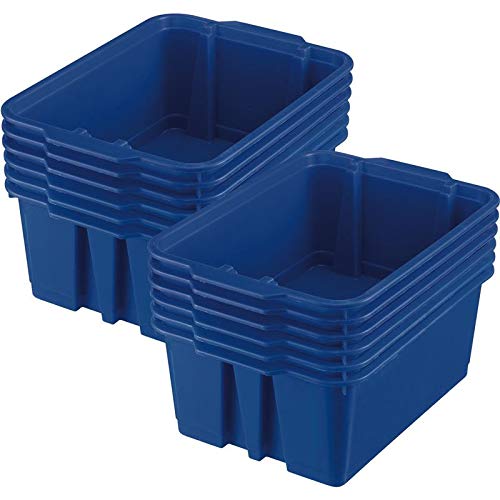 Stackable Plastic Book & Organizer Bins - Set of 12 Colorful Classroom Storage Baskets for Books, Toys & Supplies | Durable Home & School Organization Solutions for Kids, Teachers & Parents
