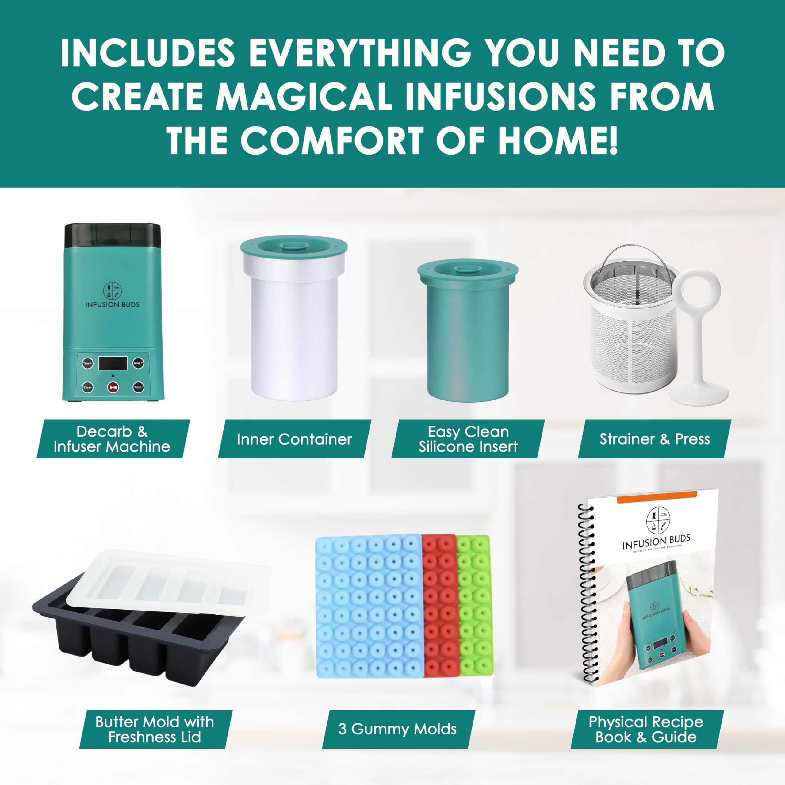 2-in-1 Decarboxylator and Infuser Machine | Magic Butter Maker & Herbal Oil Infuser with Compact Design | Includes Recipe Book & Accessories | Perfect for Making CBD Oil, THC Butter, and Cannabis Edibles at Home