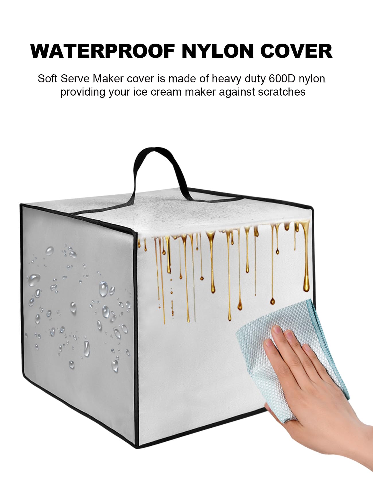 Premium 2QT Creami Maker Dust Cover - Waterproof & Anti-Static Nylon Protective Case for Cuisinart ICE30BCP & 1ICE-70P1 Ice Cream Makers - Perfect for Soft Serve, Frozen Yogurt & Gelato Machines (Silver, 2QT) - Keep Your Appliance Clean in Kitchen & Party Settings