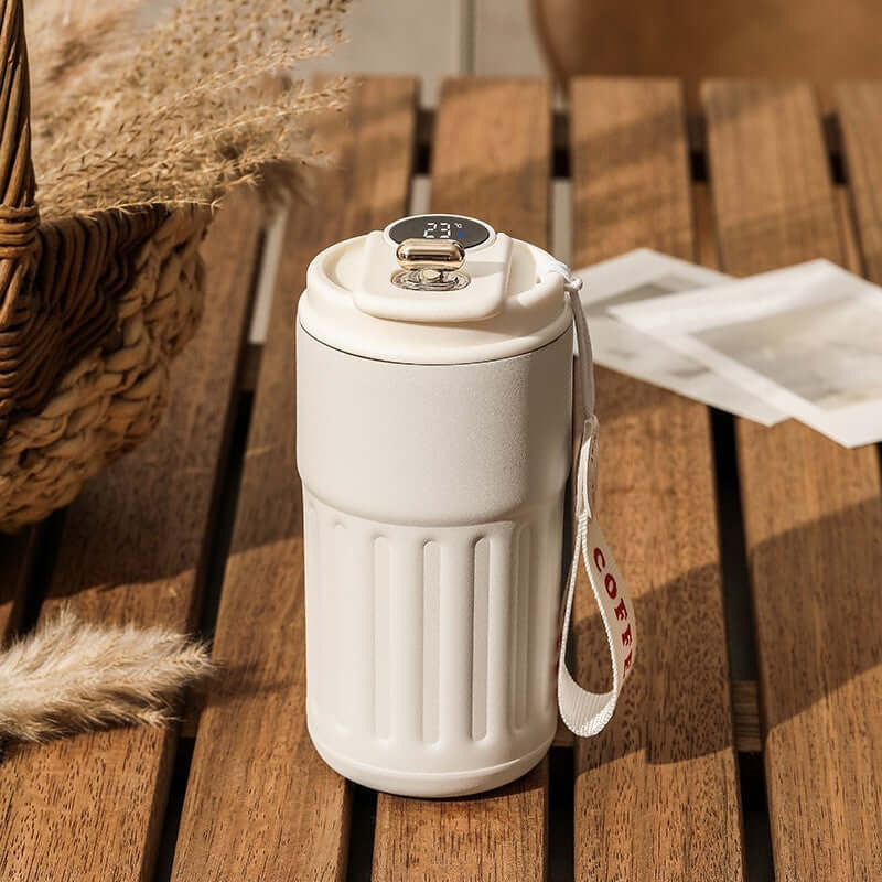Smart Digital Portable Thermal Coffee Mug - 12oz Stainless Steel Vacuum Insulated Travel Mug with Temperature Display | XJ4806 | Perfect for Office, Commuting & Outdoor Activities
