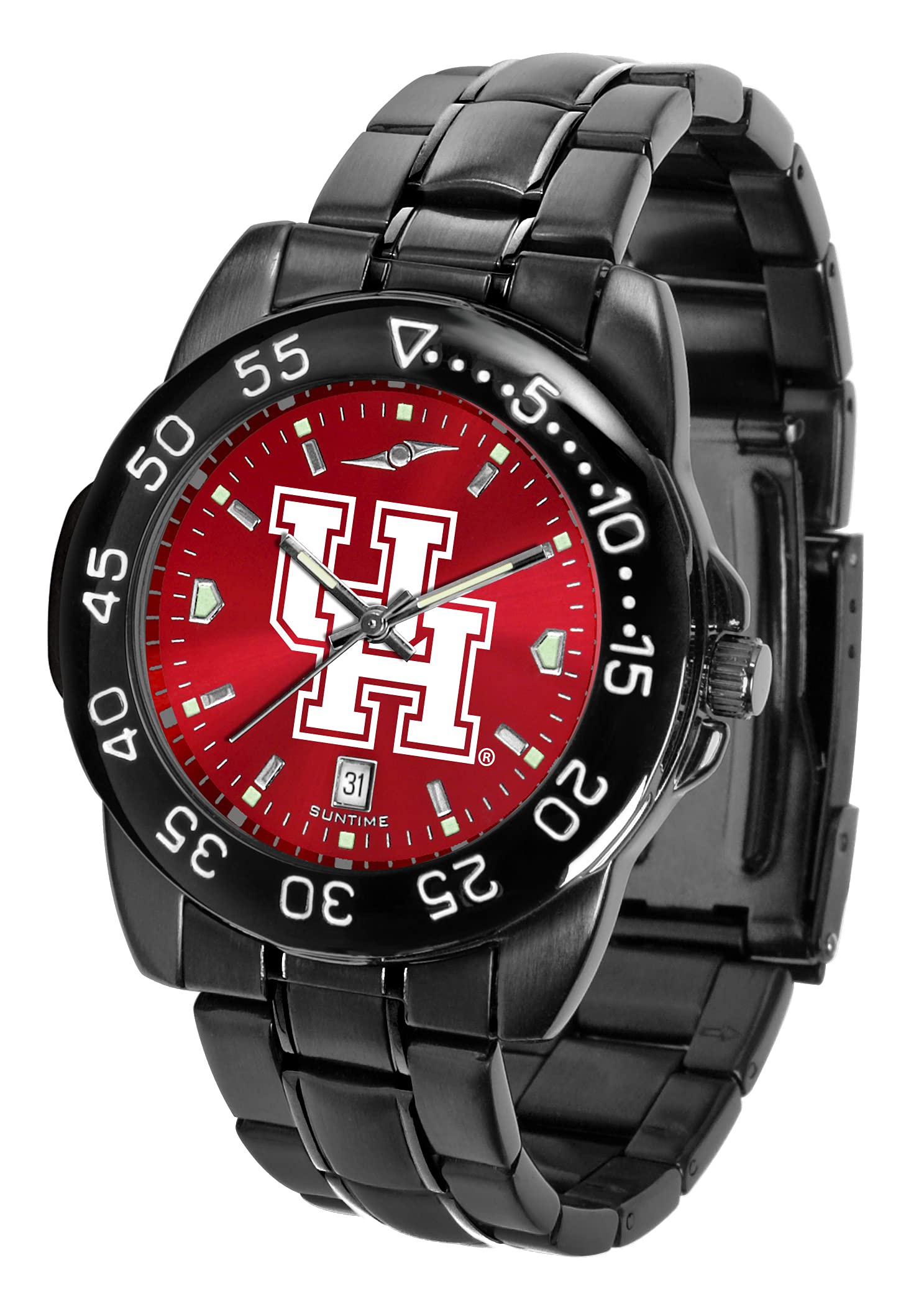 SunTime Men's Fantom Sport Collegiate Team Watch - Black Stainless Steel with Shiny Anochrome Dial for Casual & Business Wear | Perfect for College Students, Office Professionals & Sports Enthusiasts