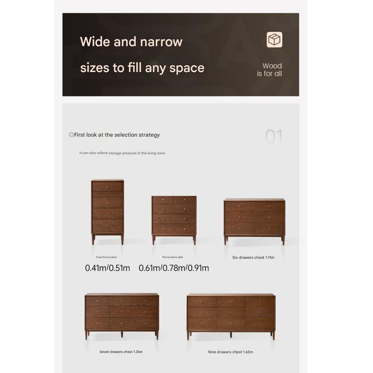 Solid Oak Wood Modern Chest of Drawers - 5-Drawer Dresser for Bedroom, Living Room & Office Storage - Stylish & Durable Furniture for Home Organization