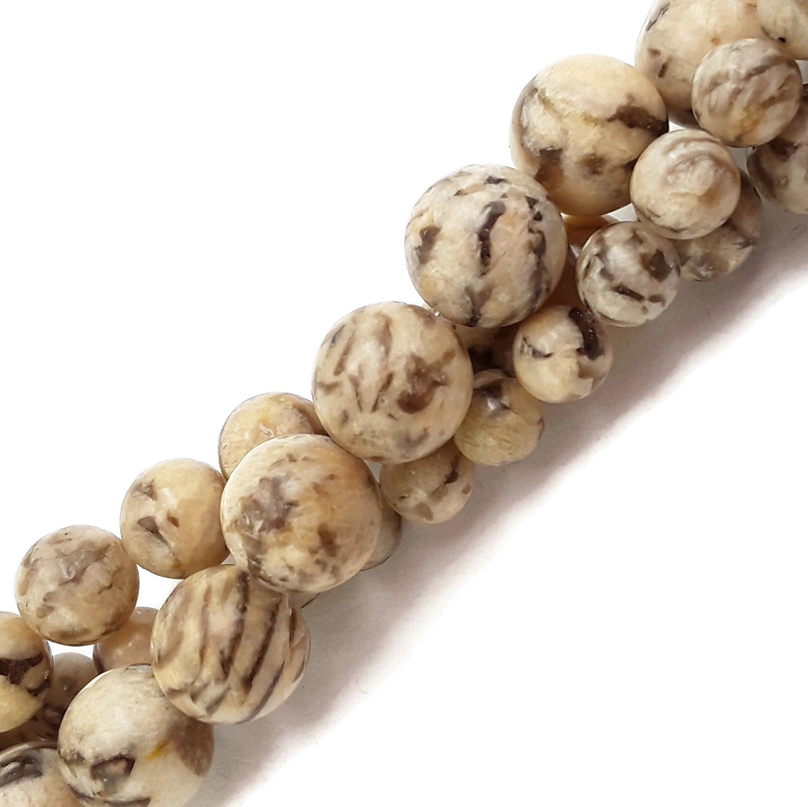Natural Brown Zebradorite Feldspar Smooth Round Beads 6mm 8mm 10mm 15.5 Inch Strand for Jewelry Making, DIY Bracelets, Necklaces & Craft Projects