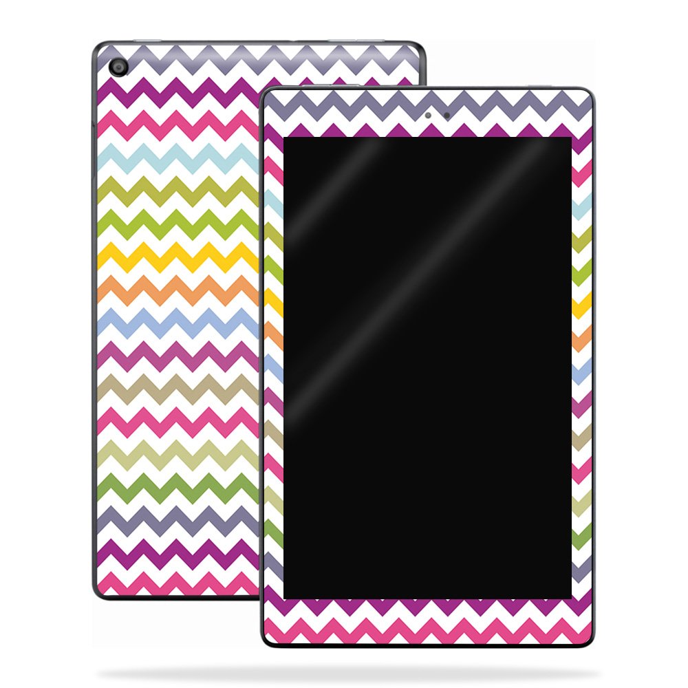 MightySkins Vinyl Decal Wrap Cover for Amazon Kindle Fire HD 10 (2017) - Rainbow Chevron Design | Protective & Durable Skin | Easy to Apply & Remove | Made in USA | Perfect for School, Travel & Home Use