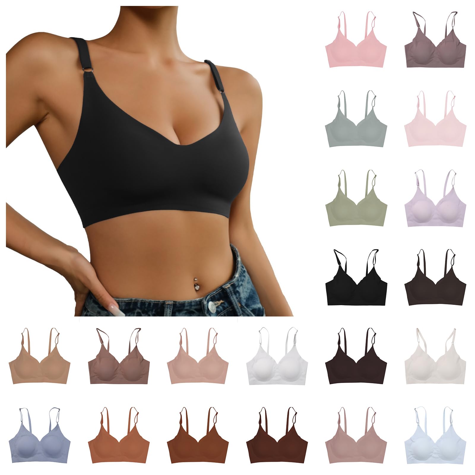 2/3/4 Pack Women's Seamless Wireless Push Up Bras - Comfortable Adjustable Straps Full Coverage Support for Everyday Wear - Perfect for Workouts, Yoga & Daily Comfort