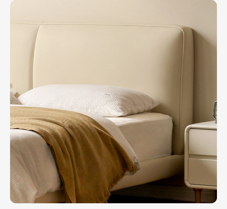 Organic Leather Suspended Bed Frame in Cream - Handcrafted Artisan Design for Modern Bedrooms | Perfect for Master Suites, Guest Rooms & Luxury Apartments