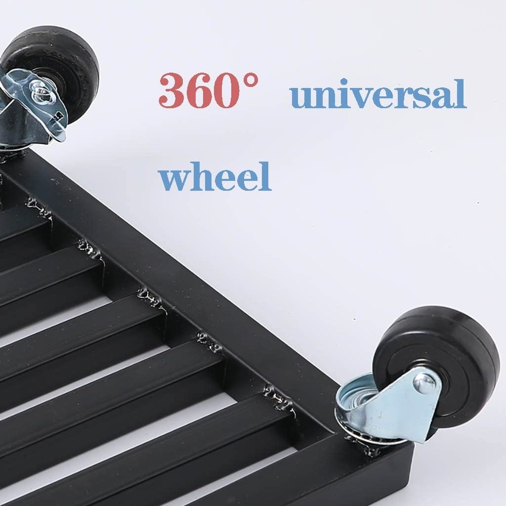 Heavy Duty Metal Plant Stand with Wheels - Square Iron Plant Caddy, Outdoor Flower Pot Rack, Indoor Rolling Tray Coaster - Fully Assembled Black 50cm for Patio, Garden & Home Decor