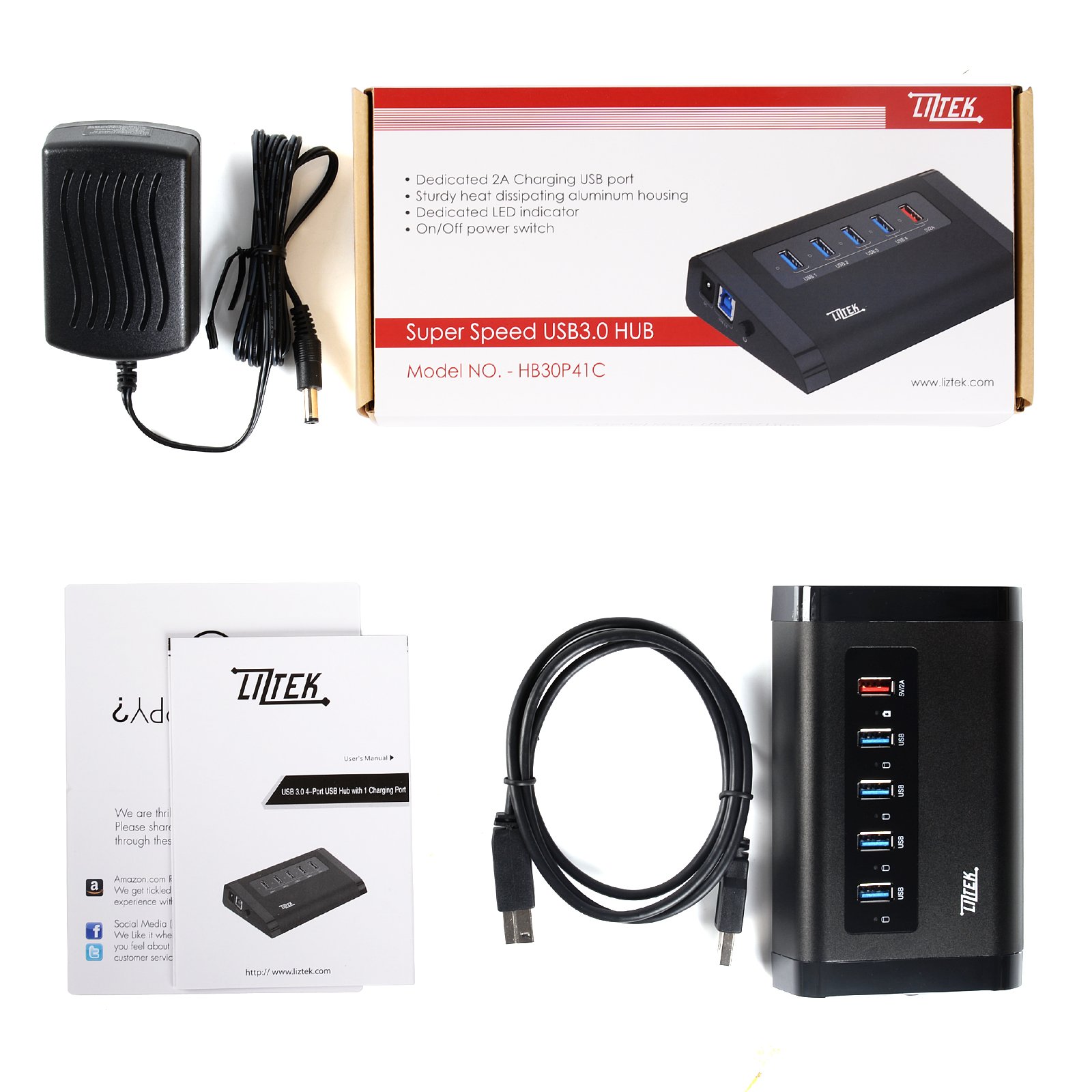 4-Port USB 3.0 Hub with 5Gbps High-Speed Data Transfer - Expand Your Laptop/PC Connectivity for Home Office, Gaming & Multimedia