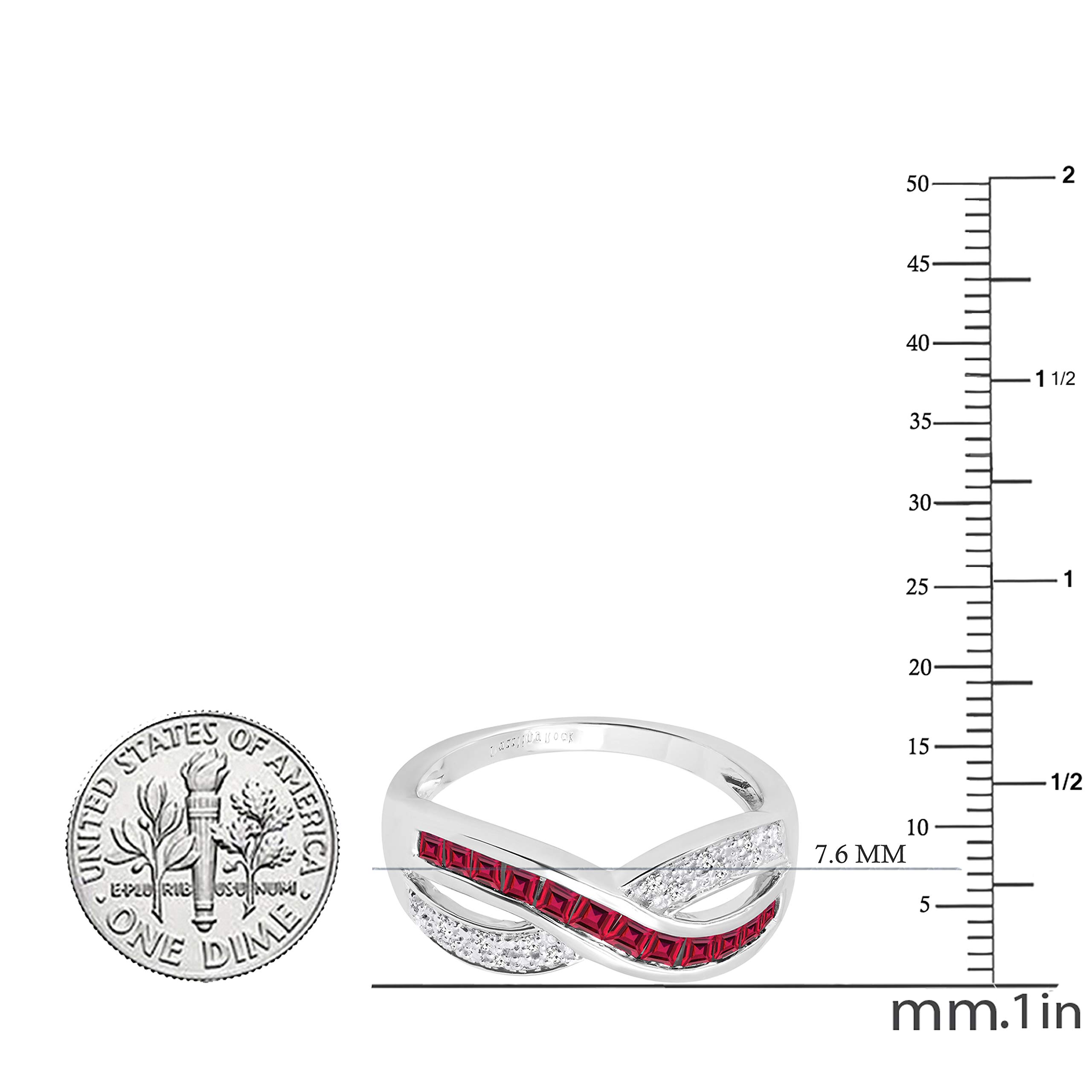 Dazzlingrock Princess Cut Gemstone & Round White Diamond Wedding Band for Women - 10K Solid White Gold Anniversary Ring - Perfect for Bridal, Engagement, and Special Occasions