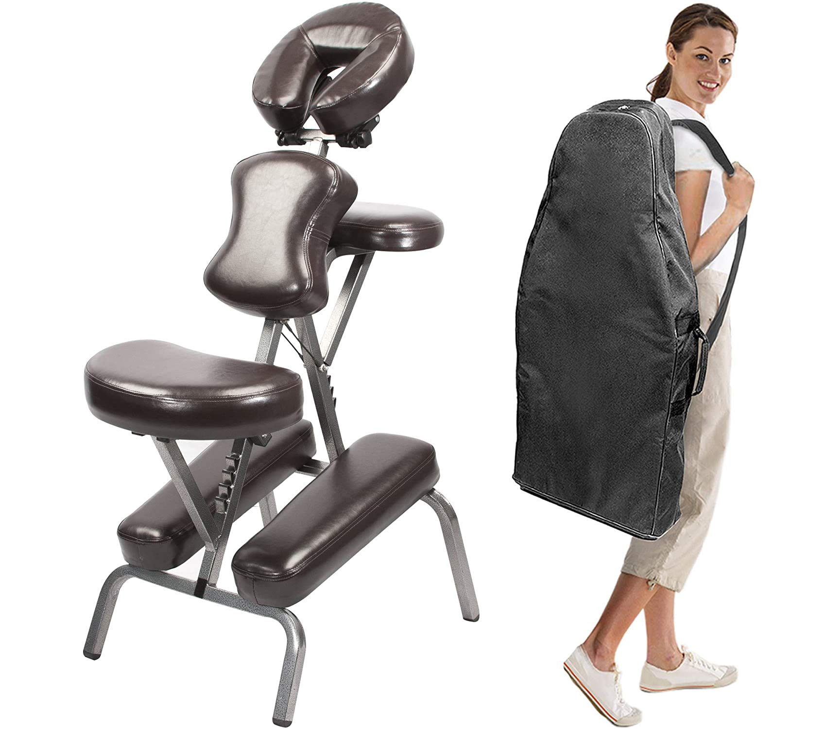 Professional Portable Massage Chair - Lightweight Folding Therapy Chair with PU Leather & Carrying Case | Perfect for Home, Office & Travel Relaxation