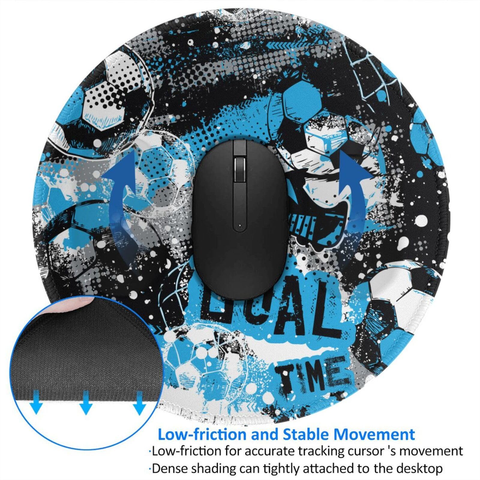 Pevtufa Football Themed Gaming Mouse Pad - 8 Inch Non-Slip Rubber Base, Waterproof Round Mousepad for PC, Office & Sports Enthusiasts - Perfect for Gaming Setups, Workstations & Football Decor