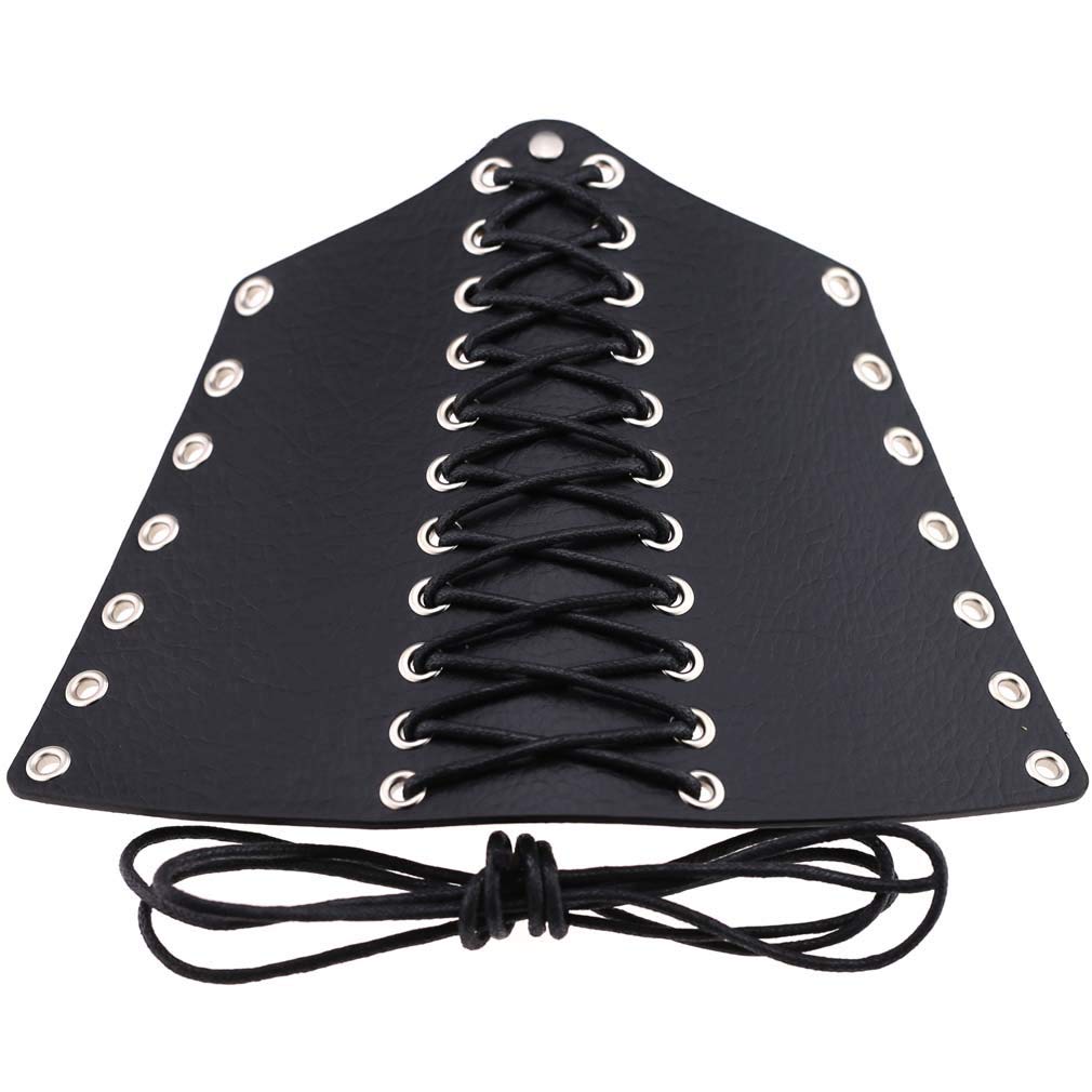 Unisex Faux Leather Gauntlet Wristband - Punk Gothic Rock Bracelet with Lace Up Design - Wide Arm Armor Cuff for Men & Women - Perfect for Concerts, Cosplay and Alternative Fashion