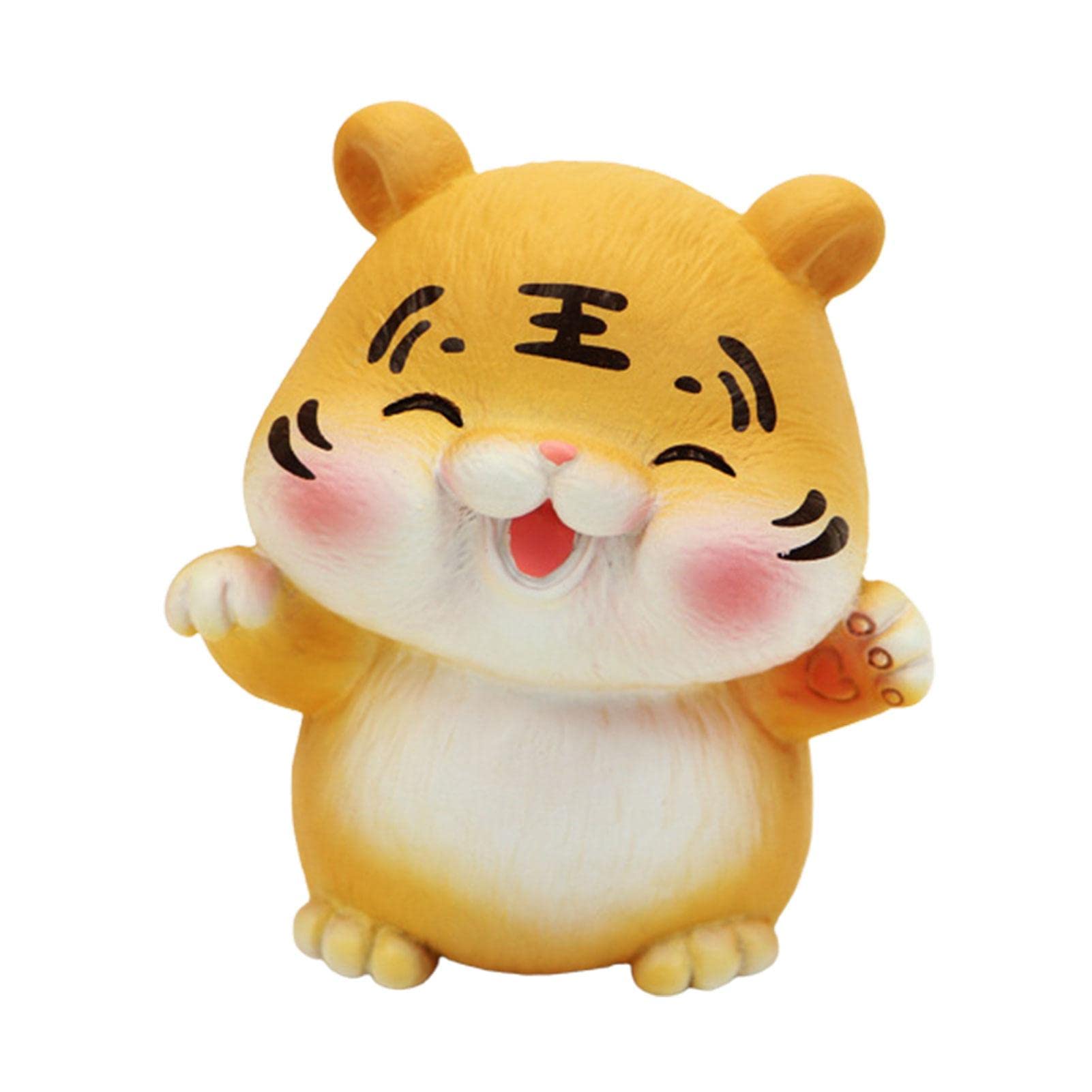 2022 Chinese New Year Plush Tiger Toy - B/A Mascot Zodiac Stuffed Animal, Good Luck Yellow Tiger Plushie & Mini Resin Statue for Year of Tiger Festival Decor | Home Decor, Office Gift, Kids Birthday Present, Asian Culture Celebration Souvenir