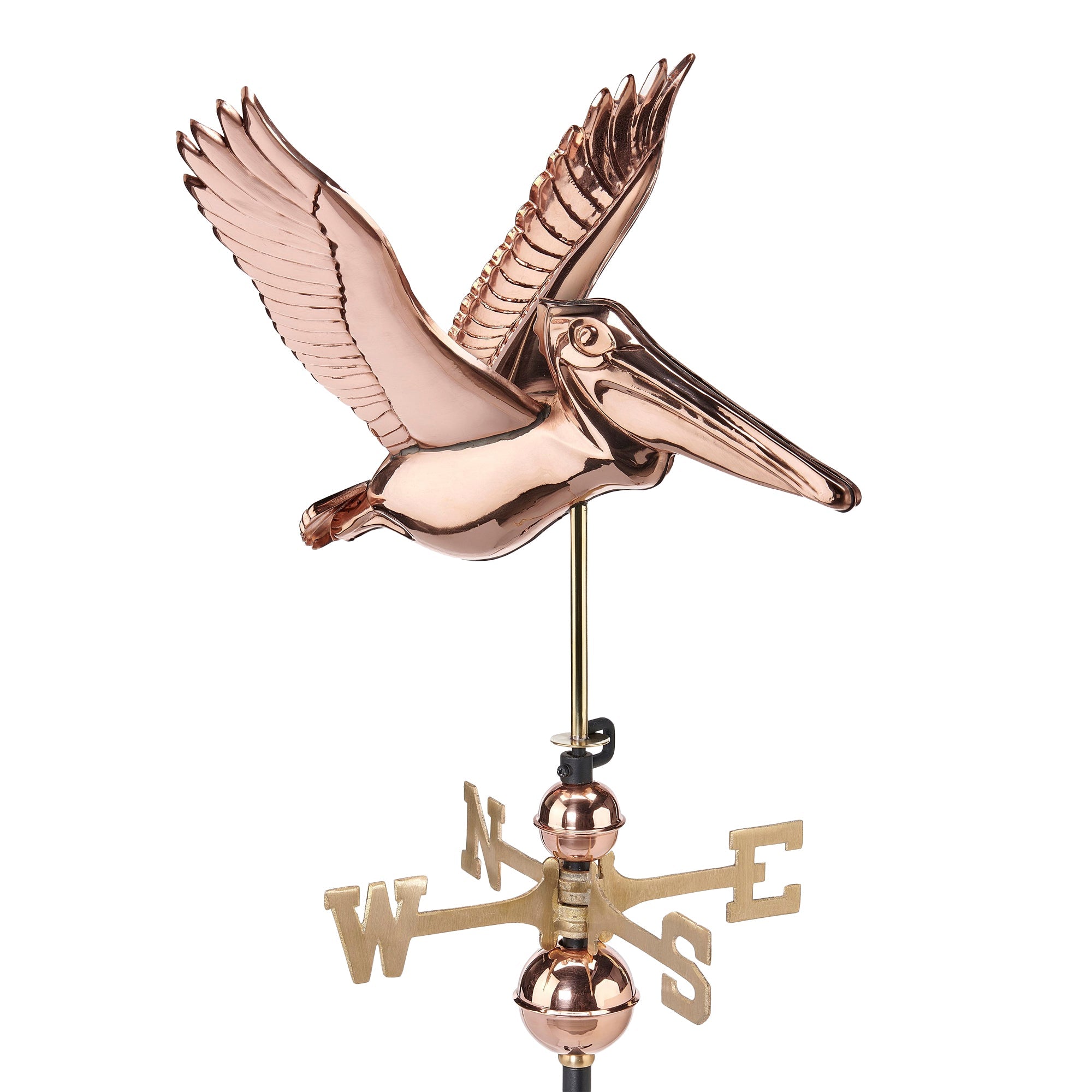 Pelican Weathervane - Coastal & Nautical Home Decor for Outdoor Garden, Beach House, or Patio - Handcrafted Metal Wind Direction Indicator