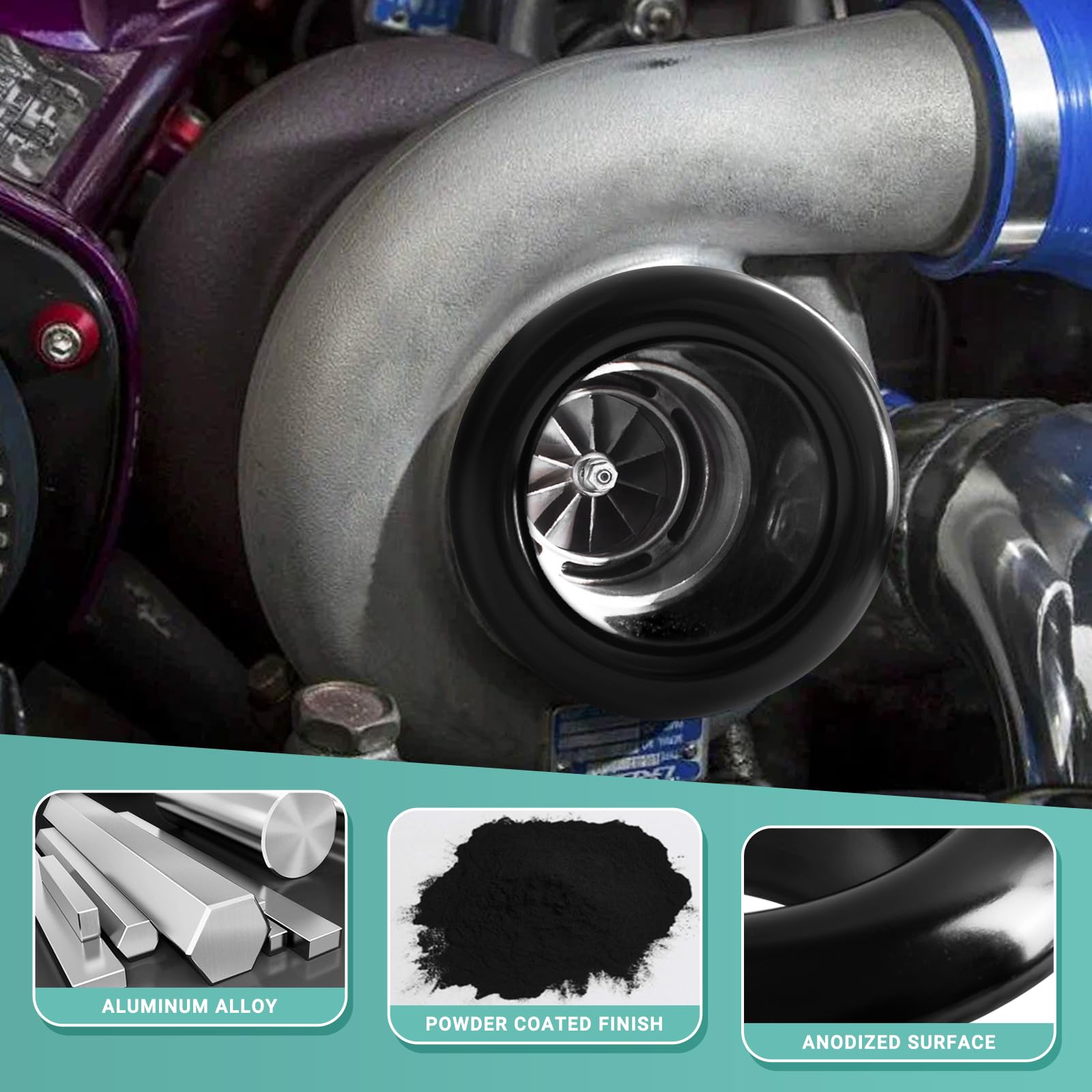High-Performance 4 Inch Velocity Stack Adapter - Aluminum Air Intake Turbo Guard for Enhanced Engine Airflow - Black - Perfect for Car & Motorcycle Performance Upgrades