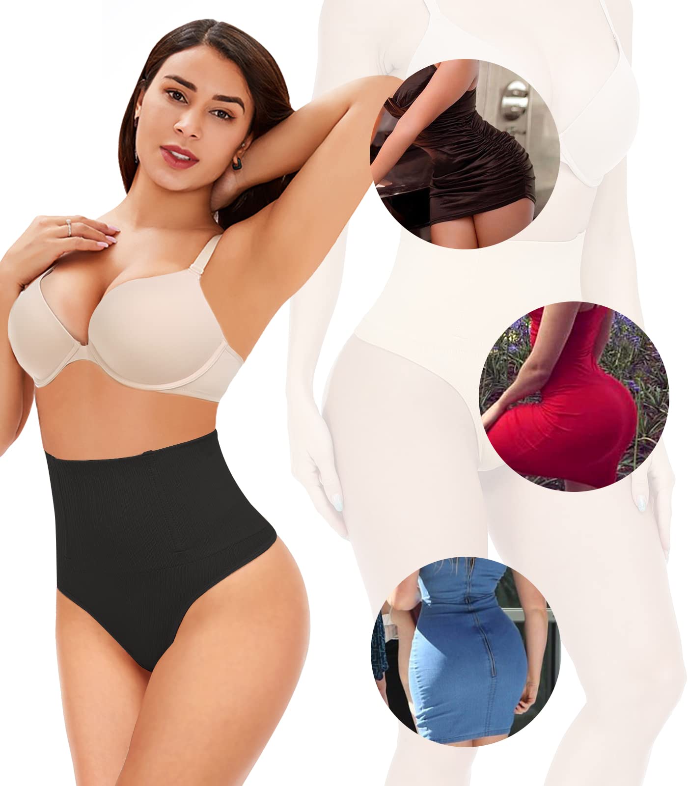 Jenbou Thong Shapewear for Women - Seamless Tummy Control Body Shaper Slimming Panties & Underwear | Perfect for Everyday Wear, Special Occasions & Postpartum Recovery
