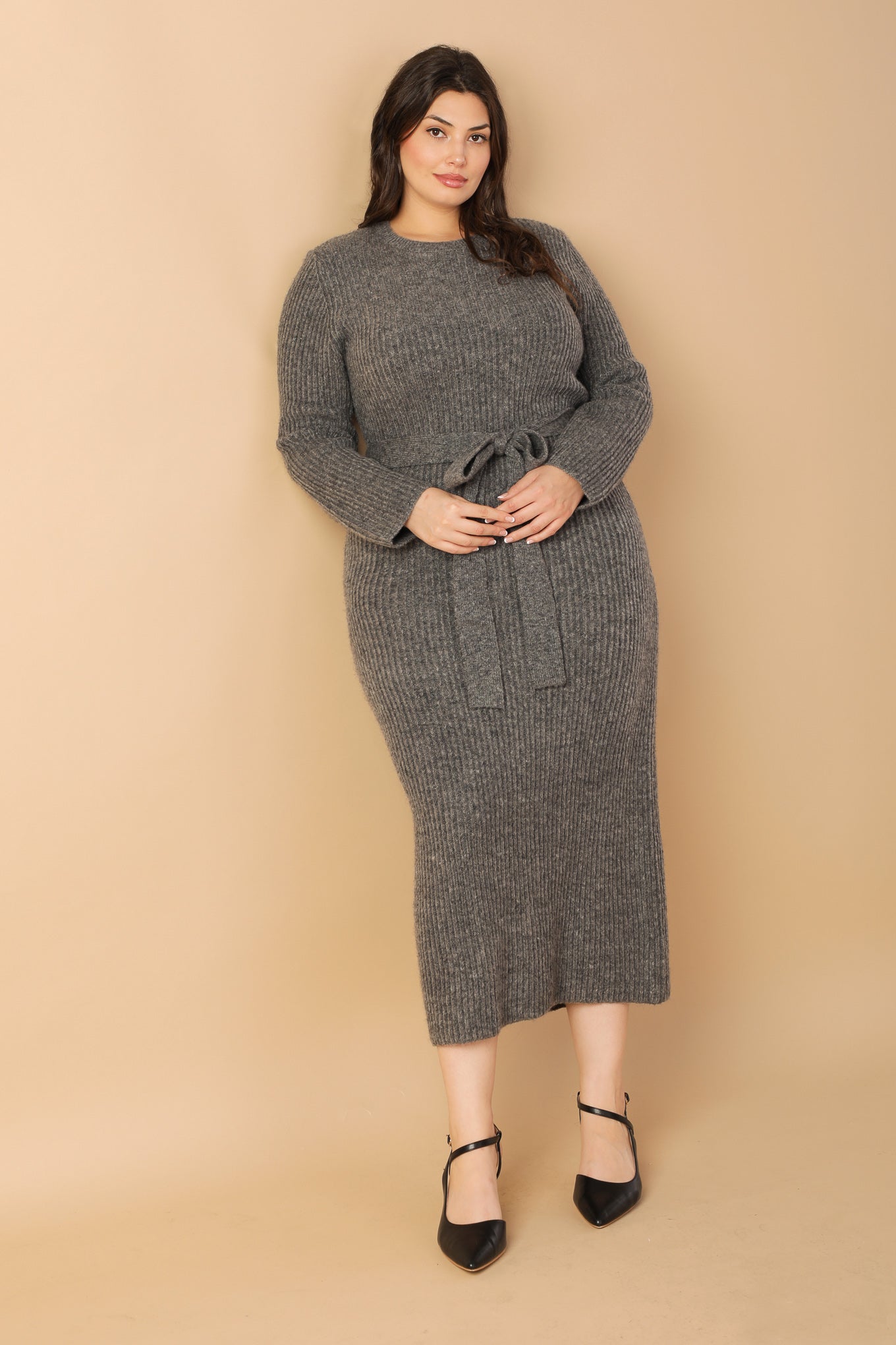 BE GOOD TO ME Women's Long Sleeve Sweater Dress - Cozy Knit Tunic for Fall & Winter - Perfect for Office, Date Night & Casual Outings