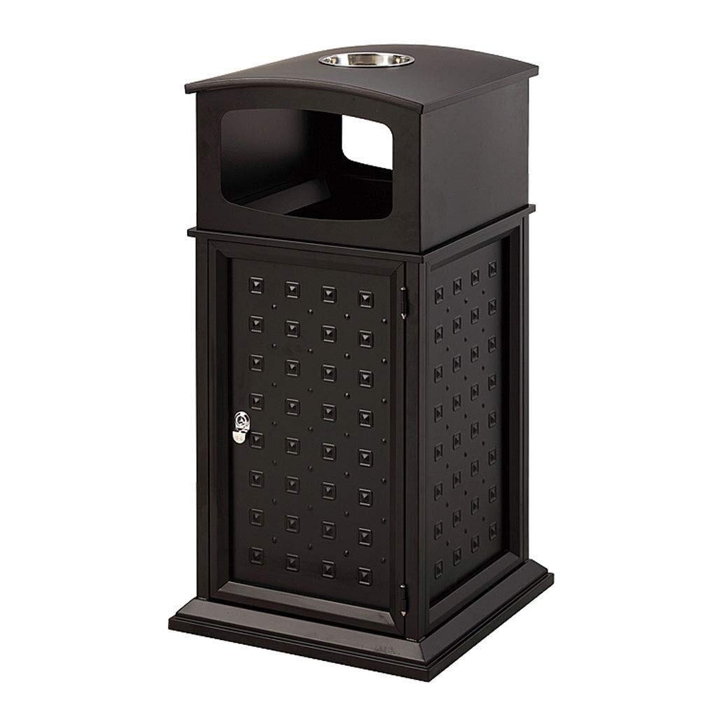 Commercial Stainless Steel Trash Can with Ash Urn & Ashtray - Indoor/Outdoor Garbage Storage Bin with Decorative Metal Panel for Coffee Shops, Restaurants & Offices - Durable Waste Container for High-Traffic Areas