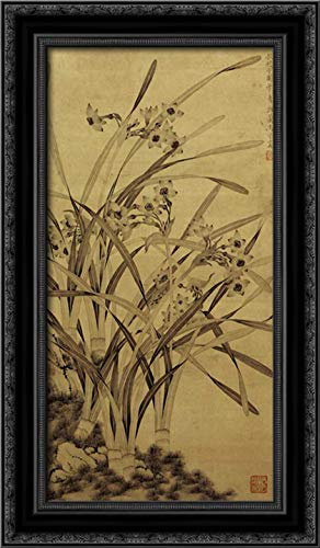 23x40 Black Ornate Framed Canvas Art Print - Narcissus Flower Painting - Home Wall Decor for Living Room, Bedroom & Office