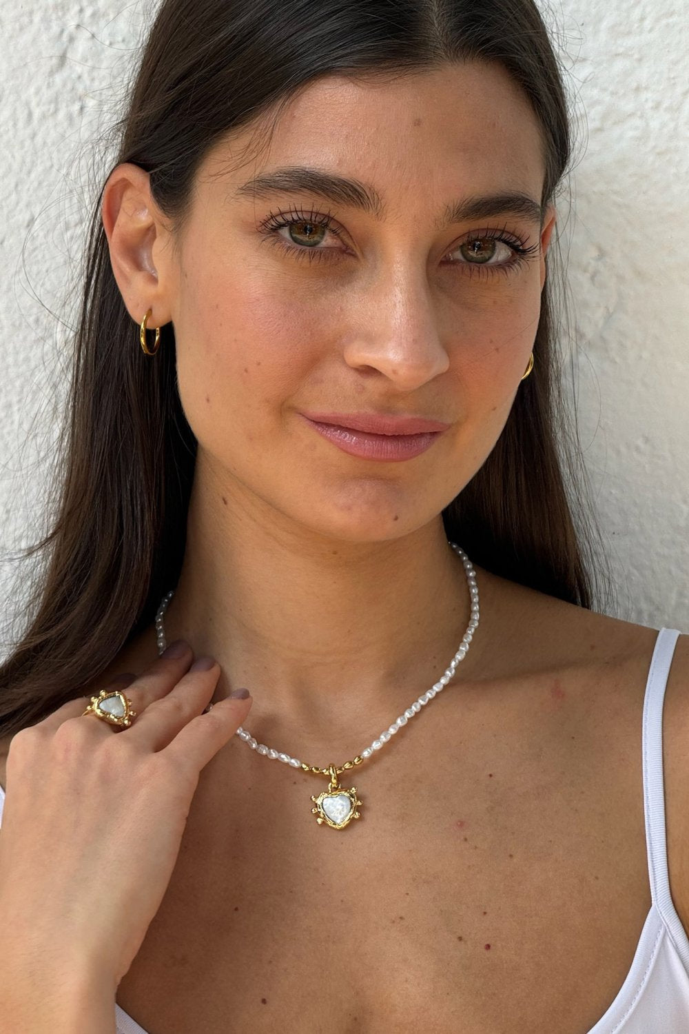 Gold Sacred Heart Pearl Charm Pendant - Elegant Religious Jewelry for Women, Perfect for Gifts, Weddings & Everyday Wear