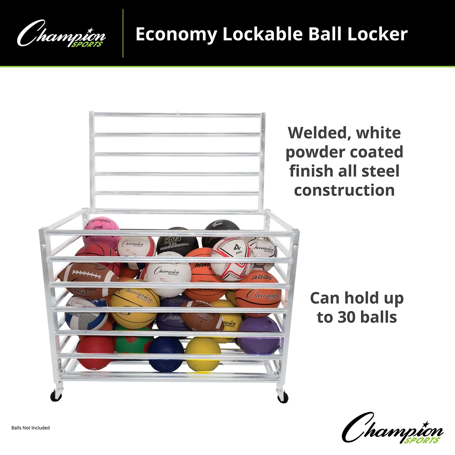 Champion Sports Lockable Ball Lockers - Durable Storage for Basketballs, Soccer Balls & More | Perfect for Gyms, Schools & Sports Clubs