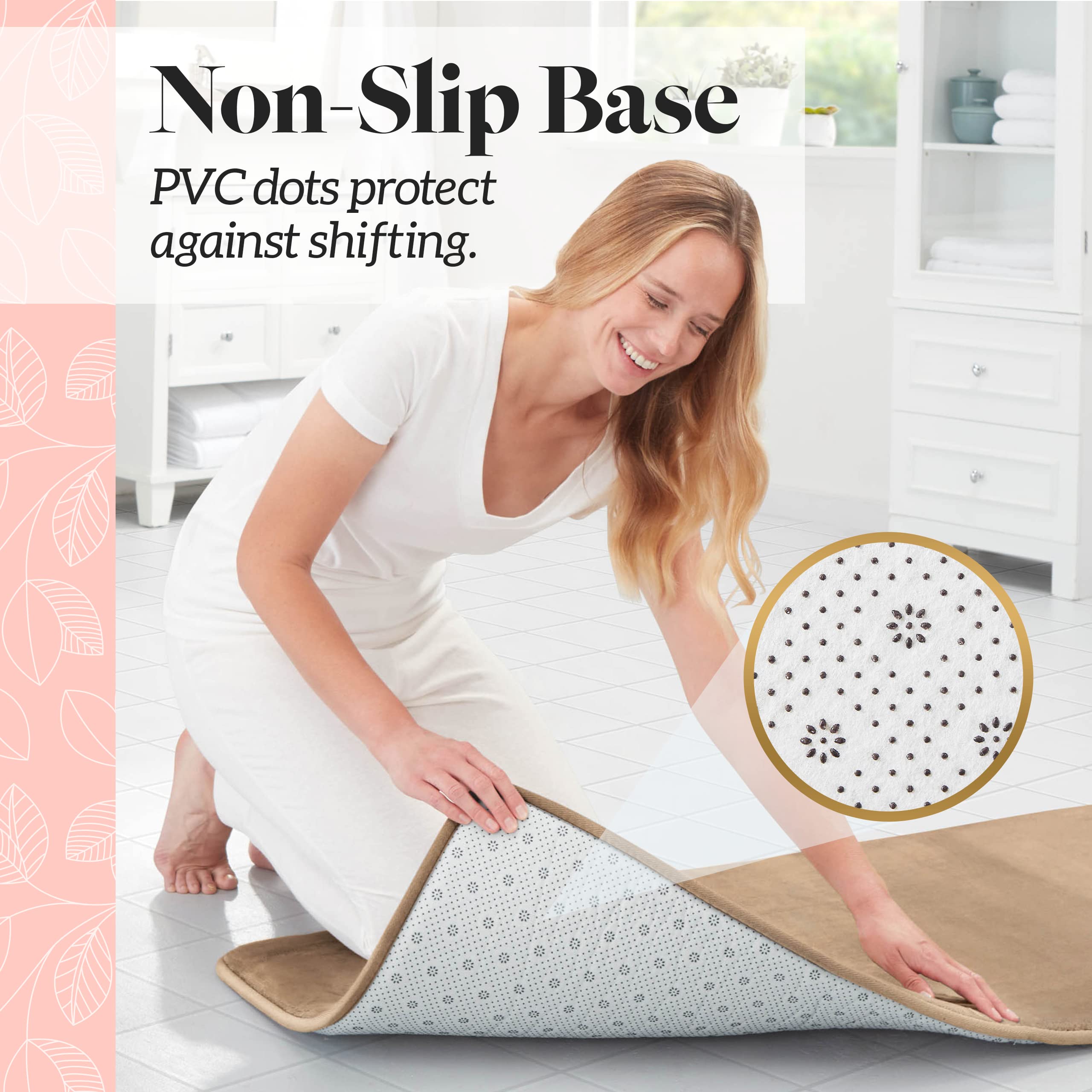 Genteele Memory Foam Bath Mat - Non Slip Absorbent Super Soft Velvet Bathroom Rug (22