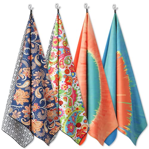 4pc-paisley Blue-multicolor, Abstract Blue-orange