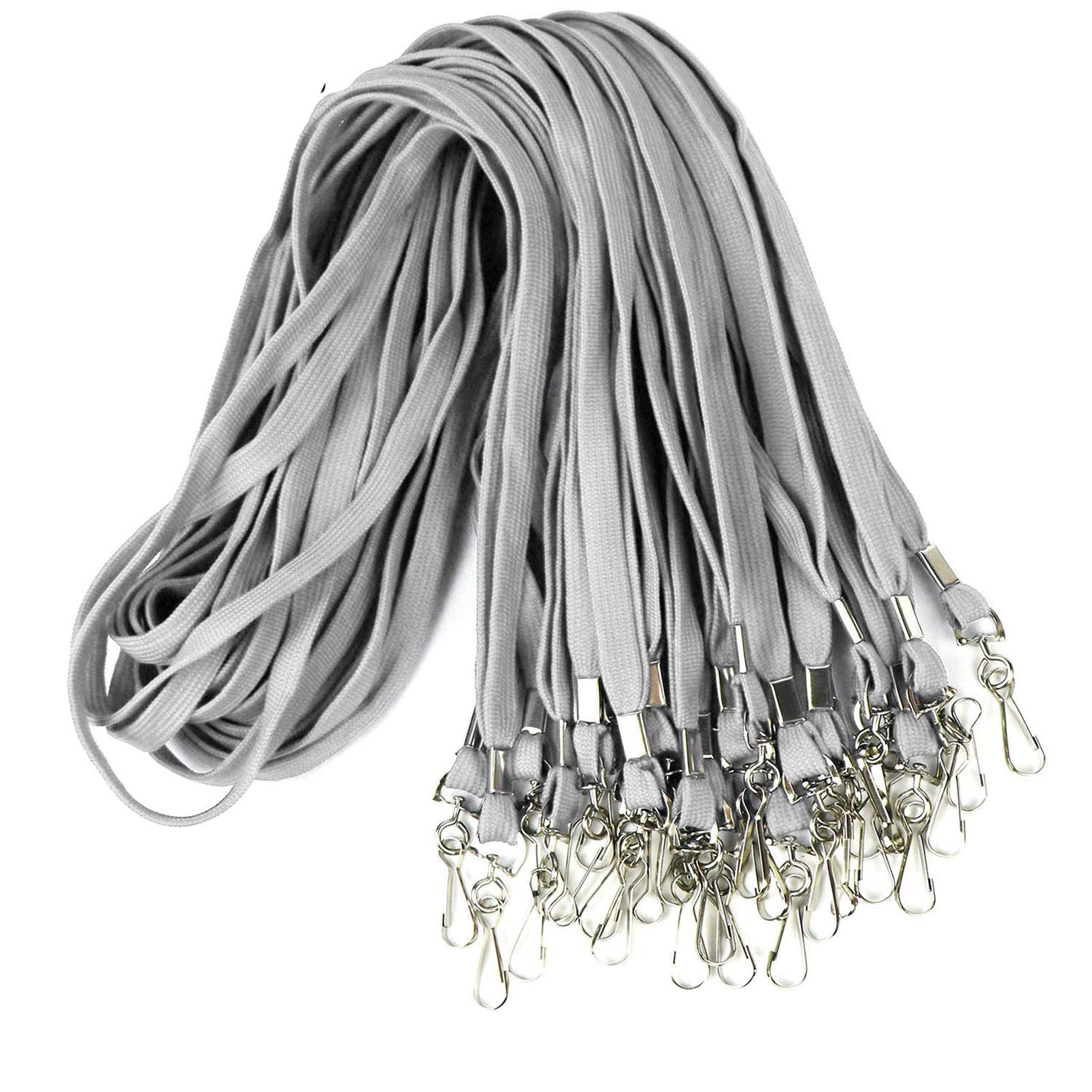Durable Flat Lanyards with Swivel Hooks - 100 Pack for Badges & IDs