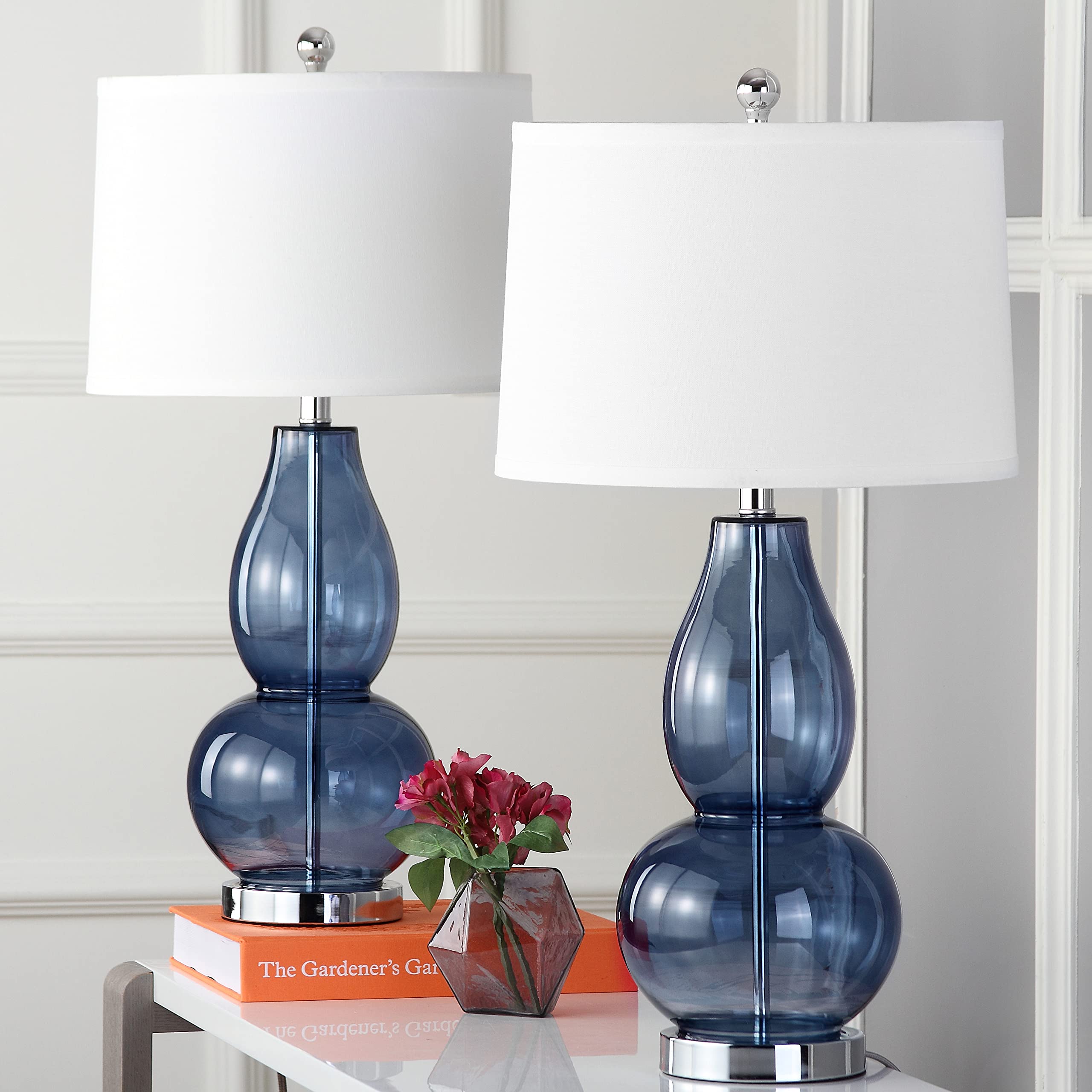 SAFAVIEH Mercurio Blue Glass Double Gourd Table Lamp Set of 2 - 29