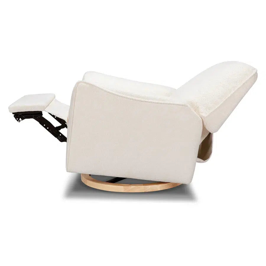 Babyletto Sunday Electronic Glider & Recliner Chair - Luxe Chantilly Fleece Upholstery with Light Wood Base | Nursery Glider for Breastfeeding & Baby Room Decor