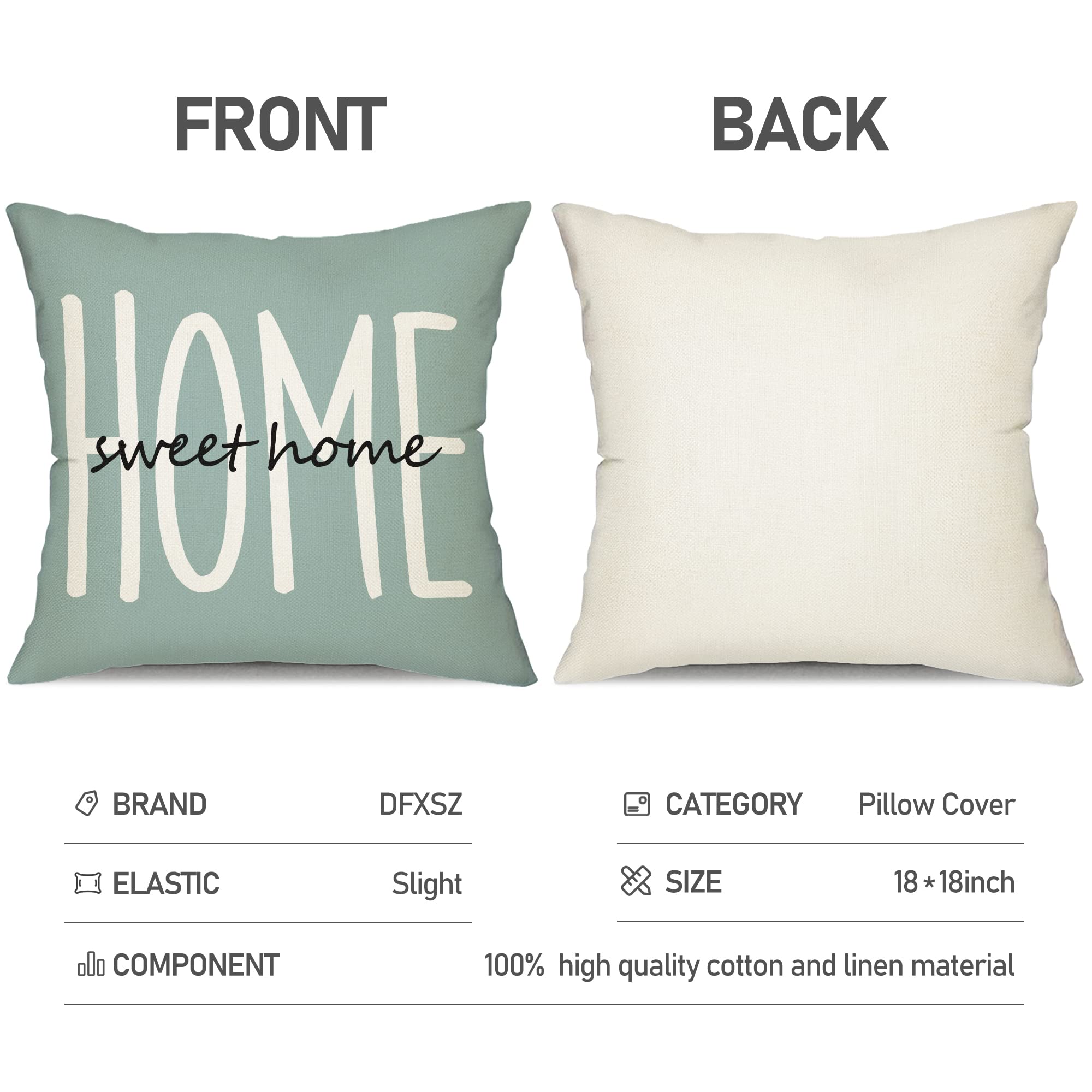 Farmhouse Pillow Covers 18x18 Set of 4 - Eucalyptus Leaves Decor Linen Cushion Cases for Sofa, Bed & Home Decor - Perfect for Living Room, Bedroom & Cozy Farmhouse Style